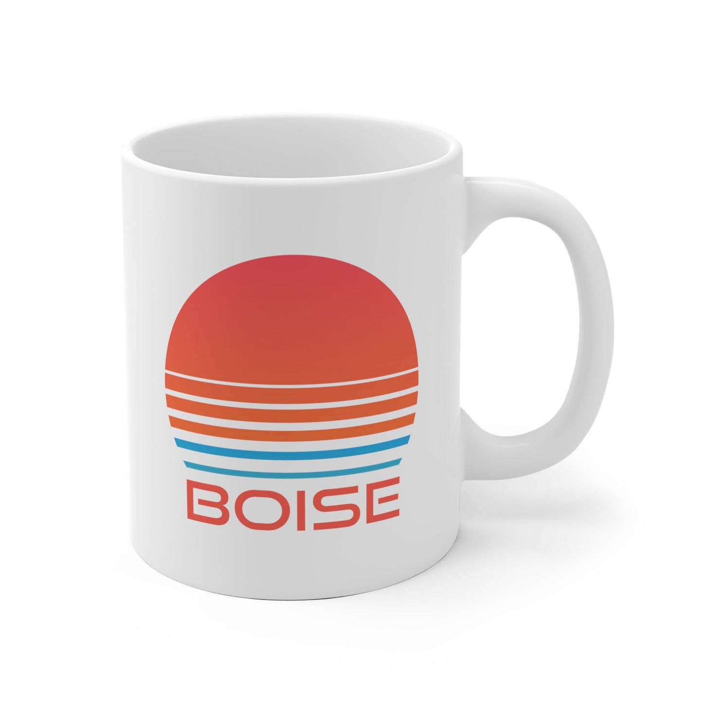 Boise Idaho Mug Retro 80s Ceramic Boise Mug Personalization Available Graphic Tee – Soft Feel · Top Pick For Any Outfit