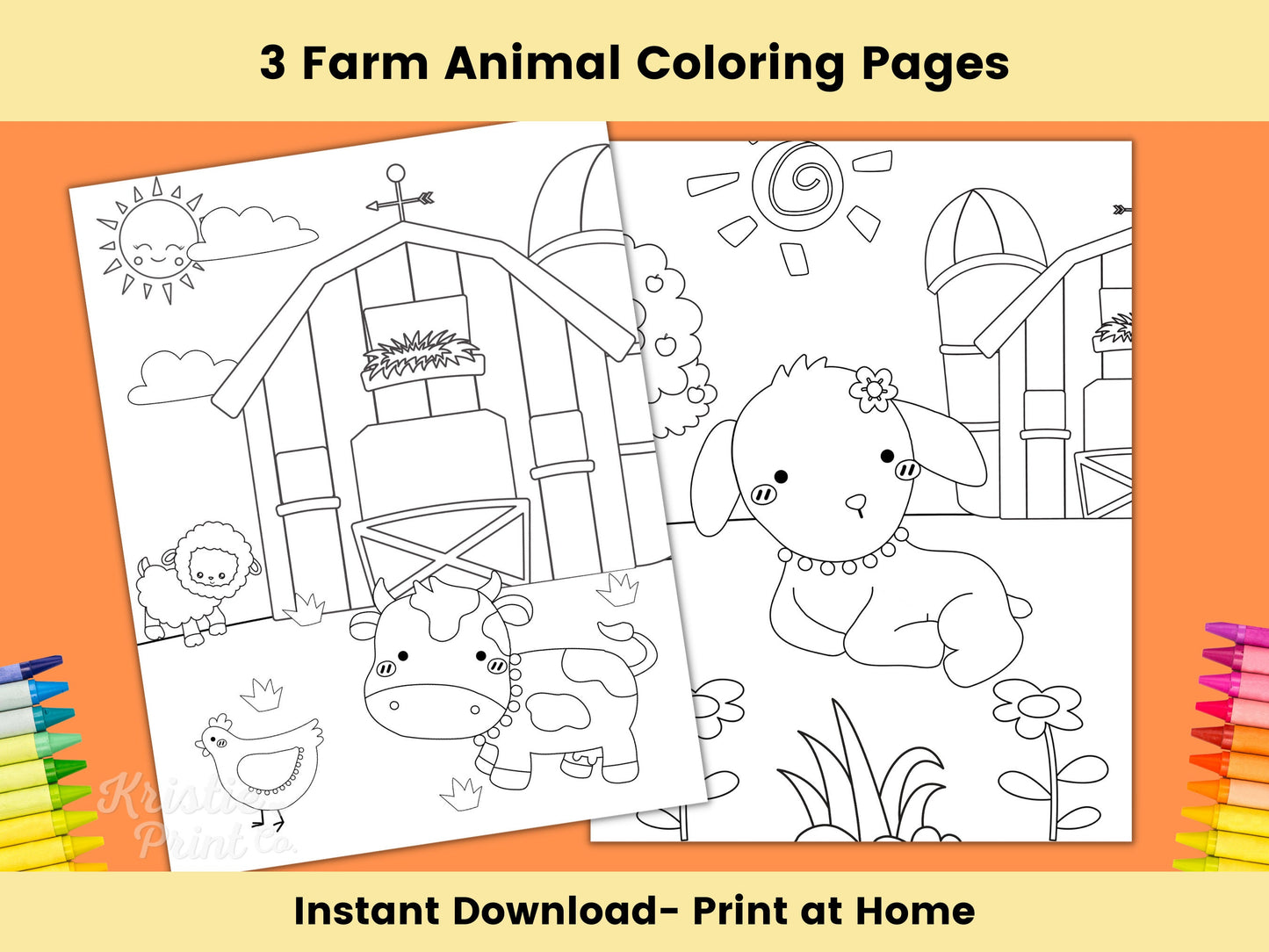 Farm Coloring Pages for Kids Printable Farm Party Activities Farm Birthday Party Farm Party Supplies Farm Favors Baby Shower Activity Graphic Tee – Feel-Good Design · Great Gift For Fans