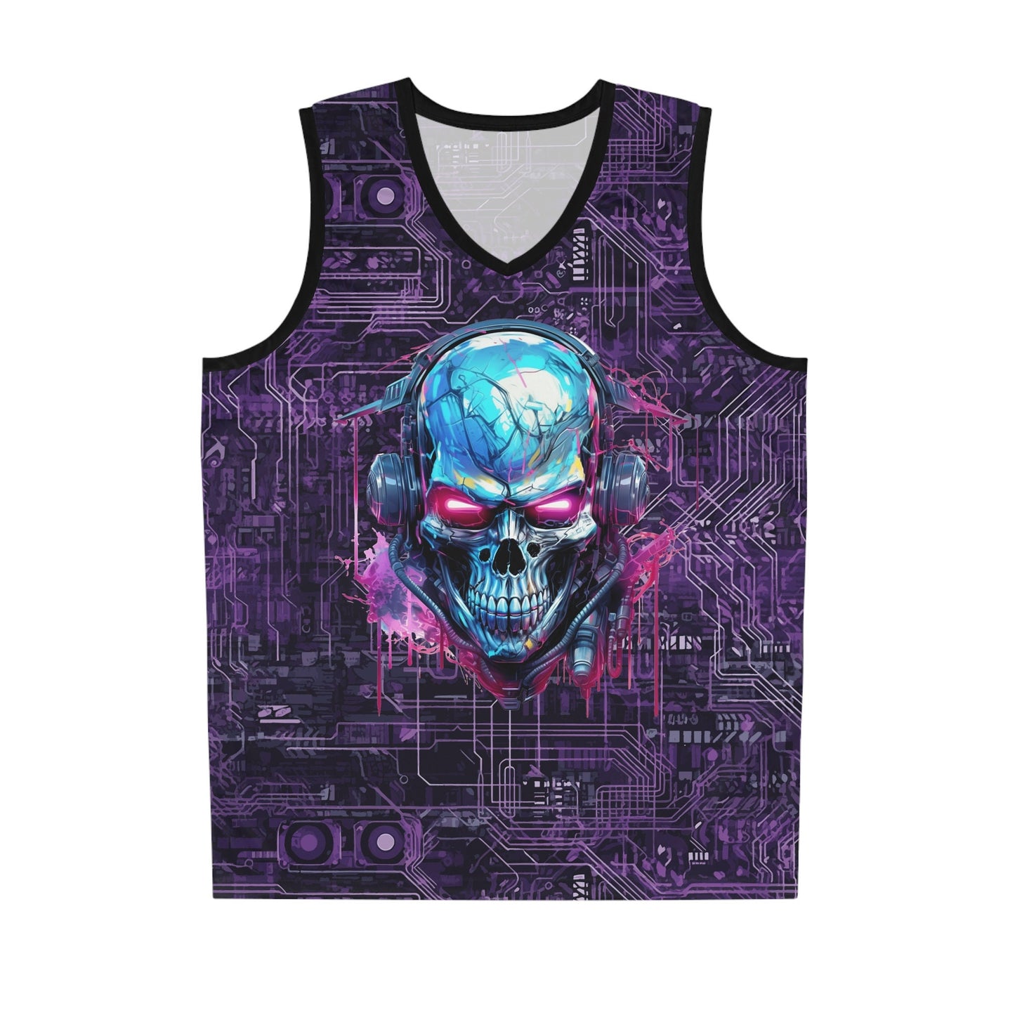 Cyberpunk Skull Basketball Jersey Dominate the Neon Court Jersey – Fan Favorite · Trending Graphic Apparel