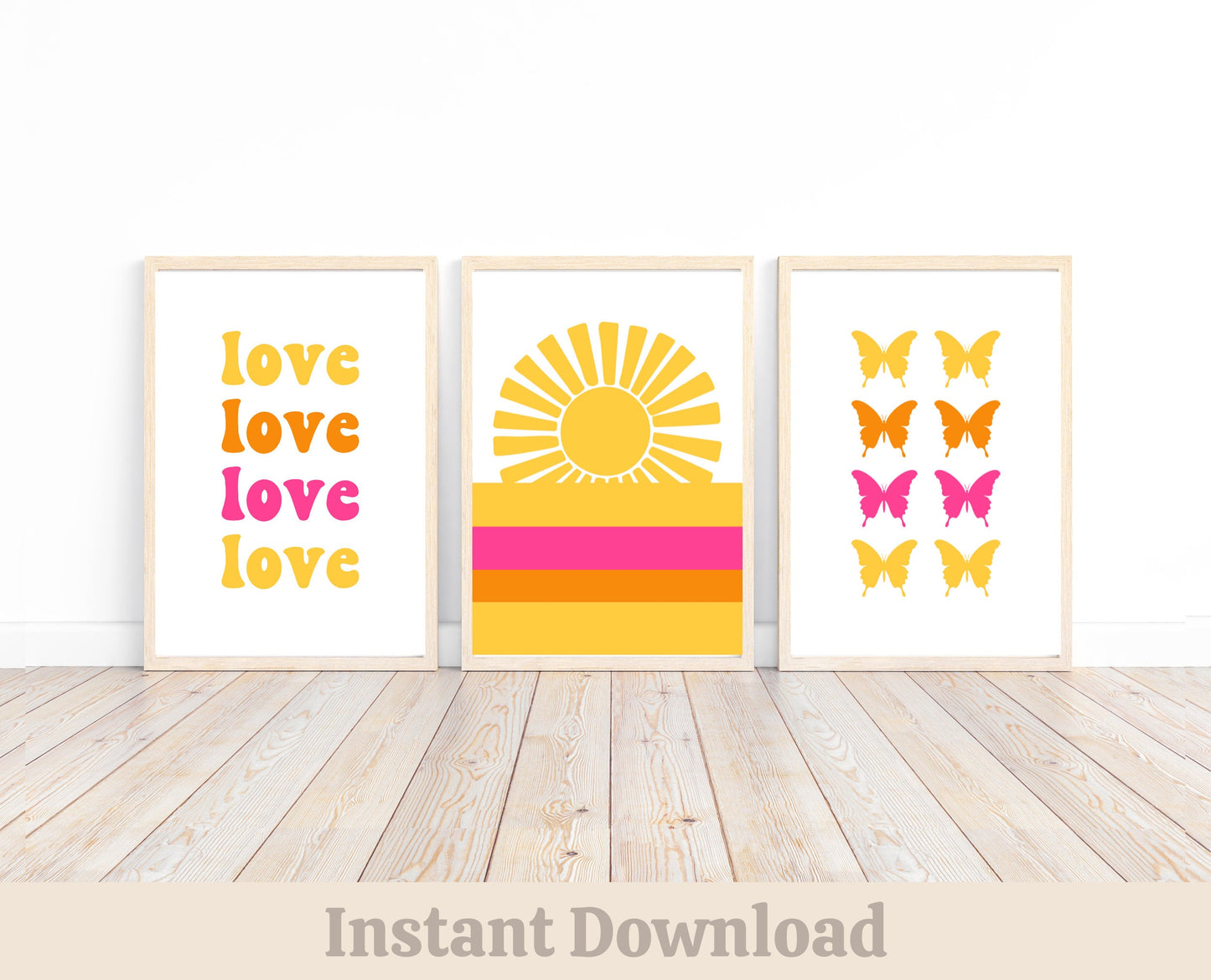 Retro Sun Wall art Preppy Wall Art Trendy Poster Prints Yellow Wall Art Set of 3 Prints 6039s Bedroom Decor Girls Room Teen Preteen Room Graphic Tee – Fan Favorite · Great Gift For Fans