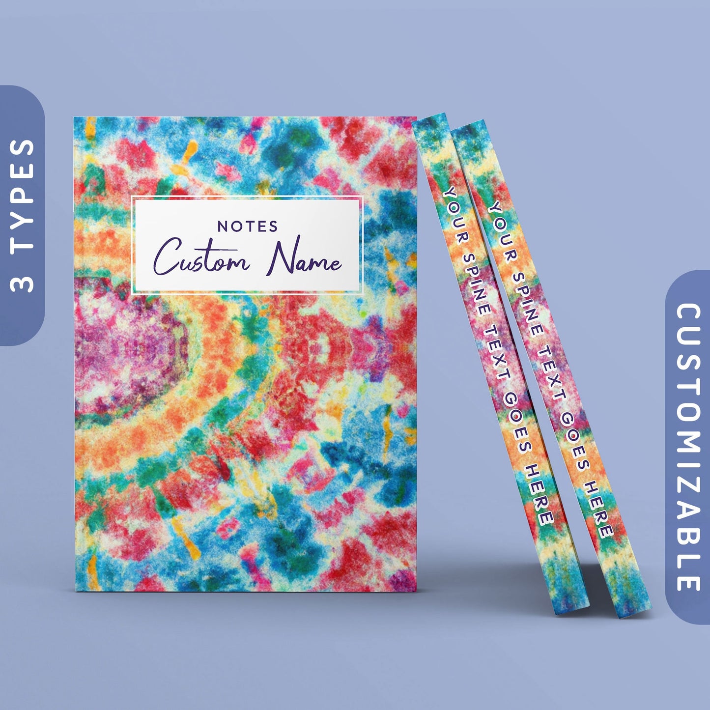 Personalized Rainbow Tie Dye Journal Customizable Hardcover Notebook Custom Name Text Minimalist Modern Casual Recipe Book Graphic Tee – Aesthetic Look · Must-Have Style