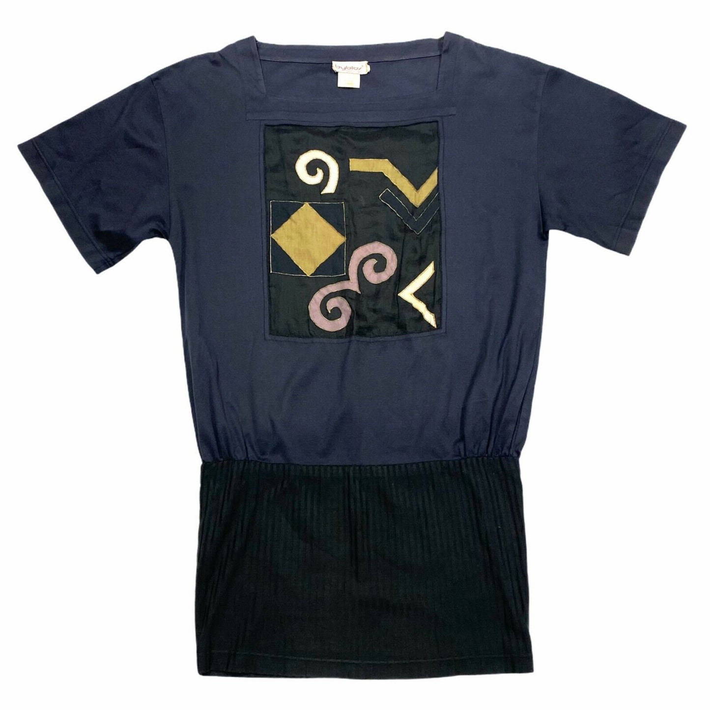 Byblos Square Neck Short Sleeve Jumper Dress Vintage Designer Navy Blue VTG Graphic Tee – Easygoing Wear · Trending Graphic Apparel