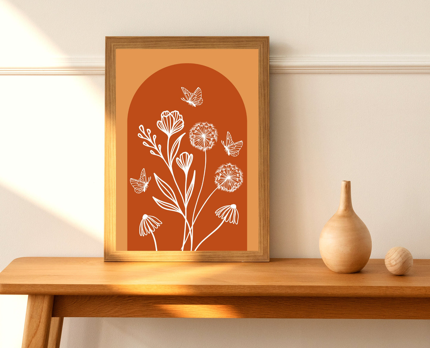 Terra Cotta Wall Art Minimal Botanical Poster Burnt Orange Aesthetic Botanical Line Art Prints Boho Wall Prints Burnt Orange Wall Art Boho Graphic Tee – Warm & Stylish · Great Gift For Fans