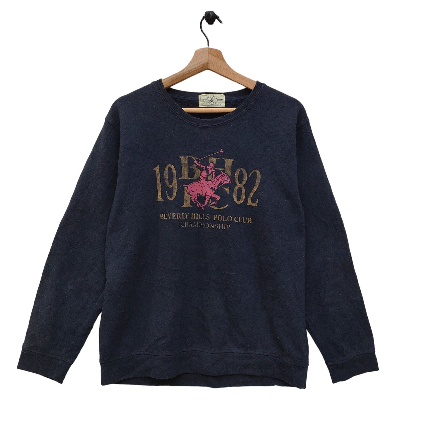 90s Beverly Hills Polo Club Sweatshirt large Vintage Beverly Hills Sweater Jumper Crewneck Black Womens Size L Sweatshirt – Aesthetic Look · Trending Graphic Apparel