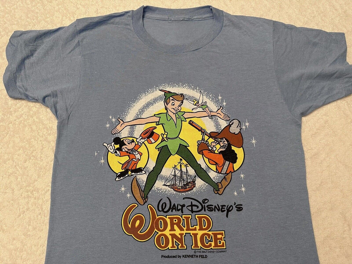 Vintage 1980s 80s Disney World On Ice Peter Pan Captain Hook Mickey T Shirt XS S Graphic Tee – Premium Graphic · Great Gift For Fans