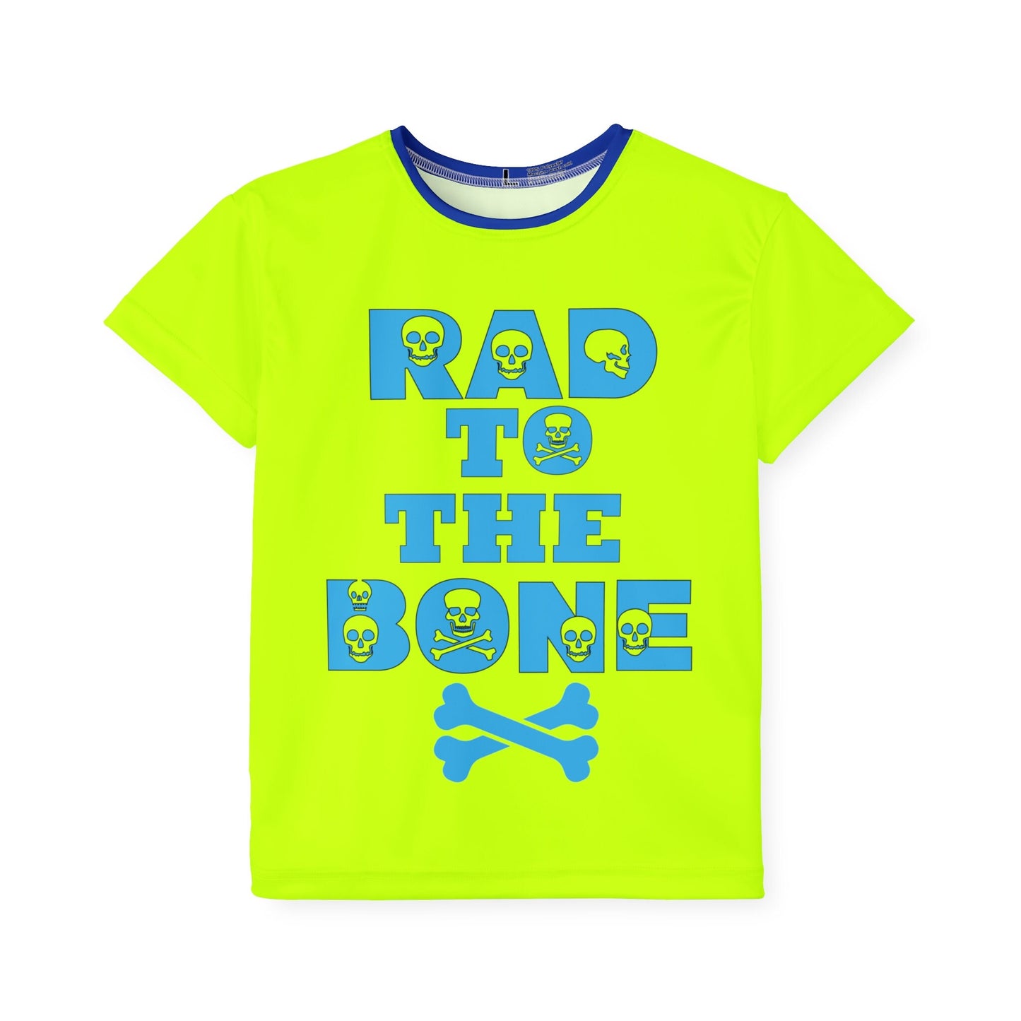 Neon Yellow Rad To The Bone Kids Sports Jersey All Over Print Youth Athletic Shirt Stylish Sports Tee Active Kids Fashion Jersey – Warm & Stylish · Must-Have Style