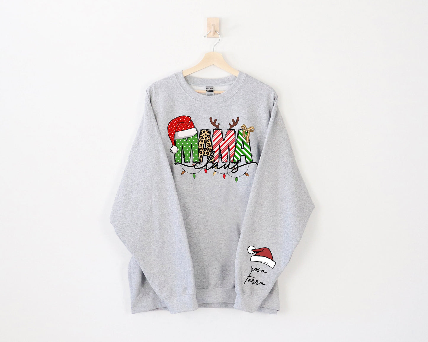 Mama Claus Sweatshirt Custom Name Christmas Mom Sweater Christmas Lights Tee Funny Santa Claus HoodieCustom Kids SweaterCustom Mama Tee Hoodie – Cozy Vibes · Top Pick For Any Outfit