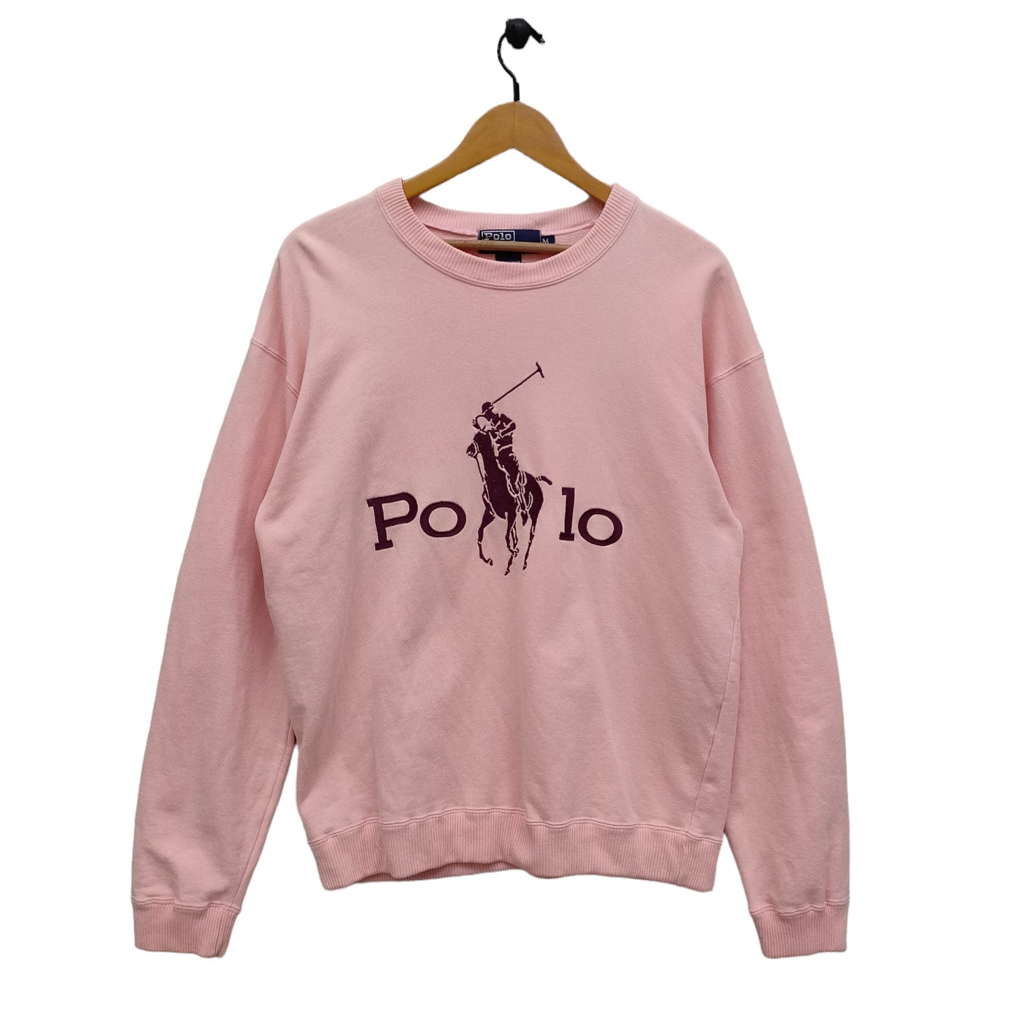 90s Polo Ralph Lauren Crewneck Sweatshirt Medium Vintage Embroidery Ralph Lauren Sweater Jumper Pink Size M Sweatshirt – Cozy Vibes · High-Quality Print