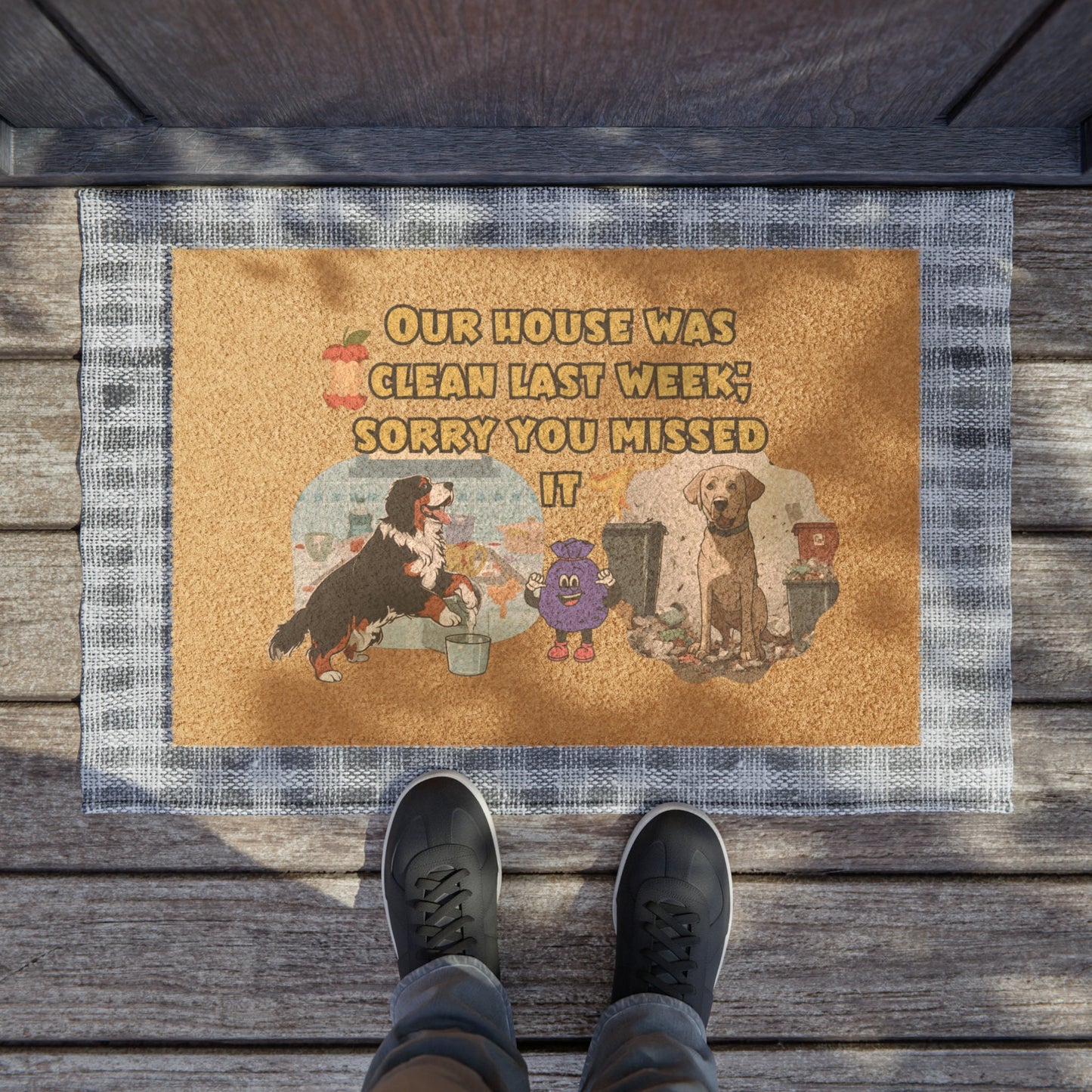 Our House Was Clean Last Week Dog Doormat Funny Bernese Mountain Dog Labrador Decor 24quot x 16quot Outdoor Coir Welcome Mat Graphic Tee – Premium Graphic · Trending Graphic Apparel