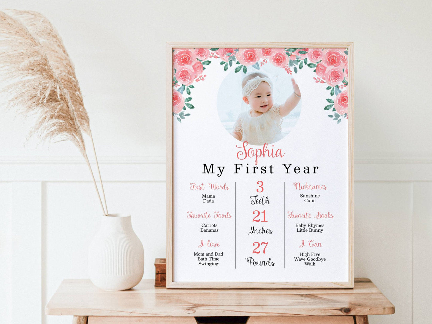 EDITABLE Milestone Poster First Birthday Baby Milestone Board Birthday Printable Sign Peach Nursery Decor Girl First Year Milestone Sign Graphic Tee – Easygoing Wear · Must-Have Style