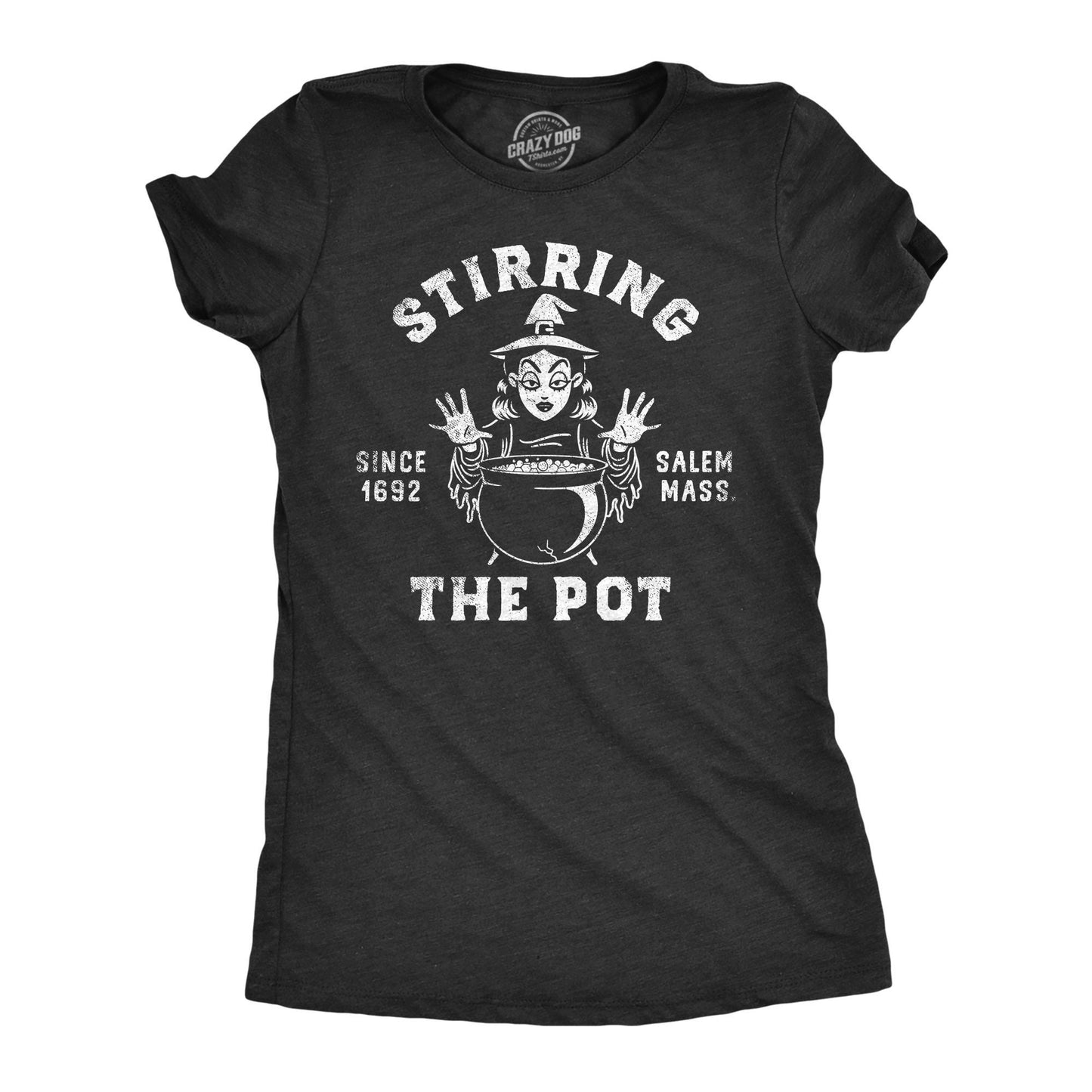 Stirring The Pot Cauldron Spell Book Pagan Shirt Occult Shirt Funny T shirt Salem Witch Trials Witch Shirt Spilling The Tea Graphic Tee – Aesthetic Look · Perfect For Daily Wear