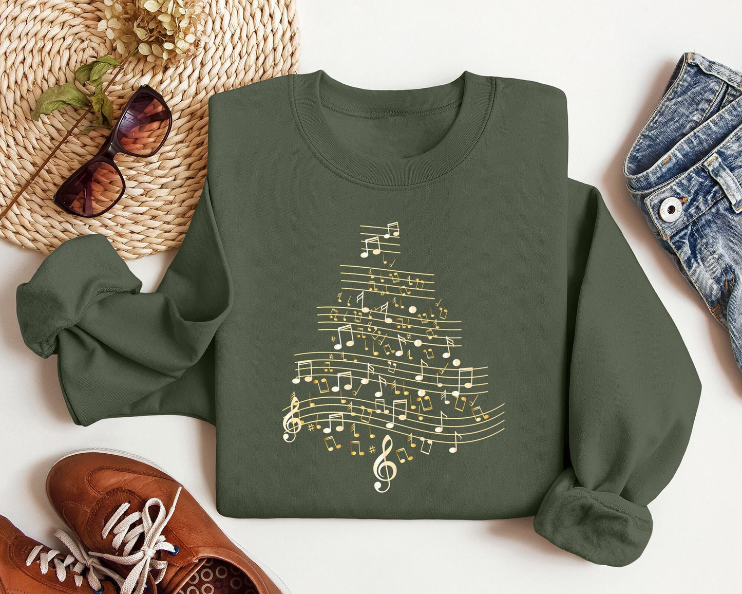 Christmas Tree Music Sweatshirt Music Note Tree Sweater Music Lover Christmas Gift Musician Mother Gift Shirt Christmas Vibes T Shirt Sweatshirt – Bold Style · Perfect For Daily Wear