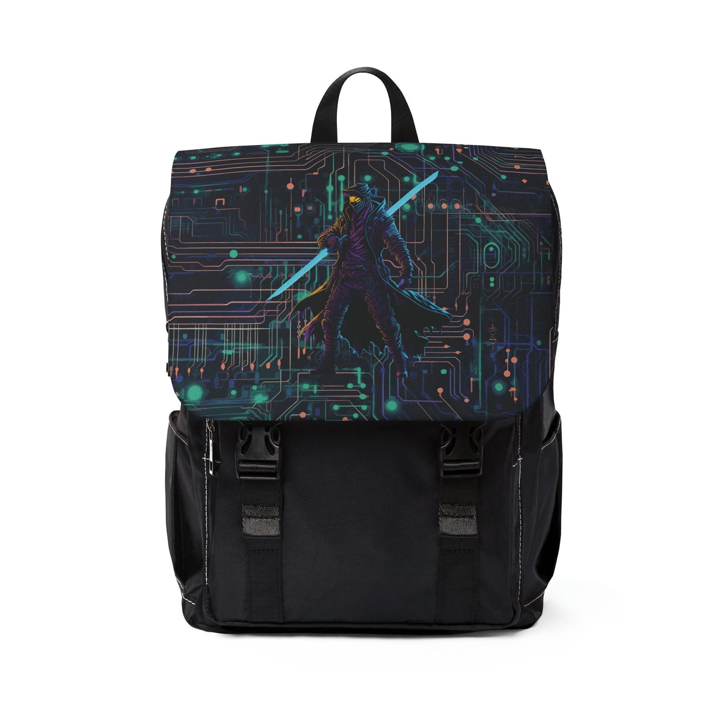 Cyberpunk Fusion Neon Backpack Tech Style Meets Bold Functionality Graphic Tee – Feel-Good Design · Great Gift For Fans