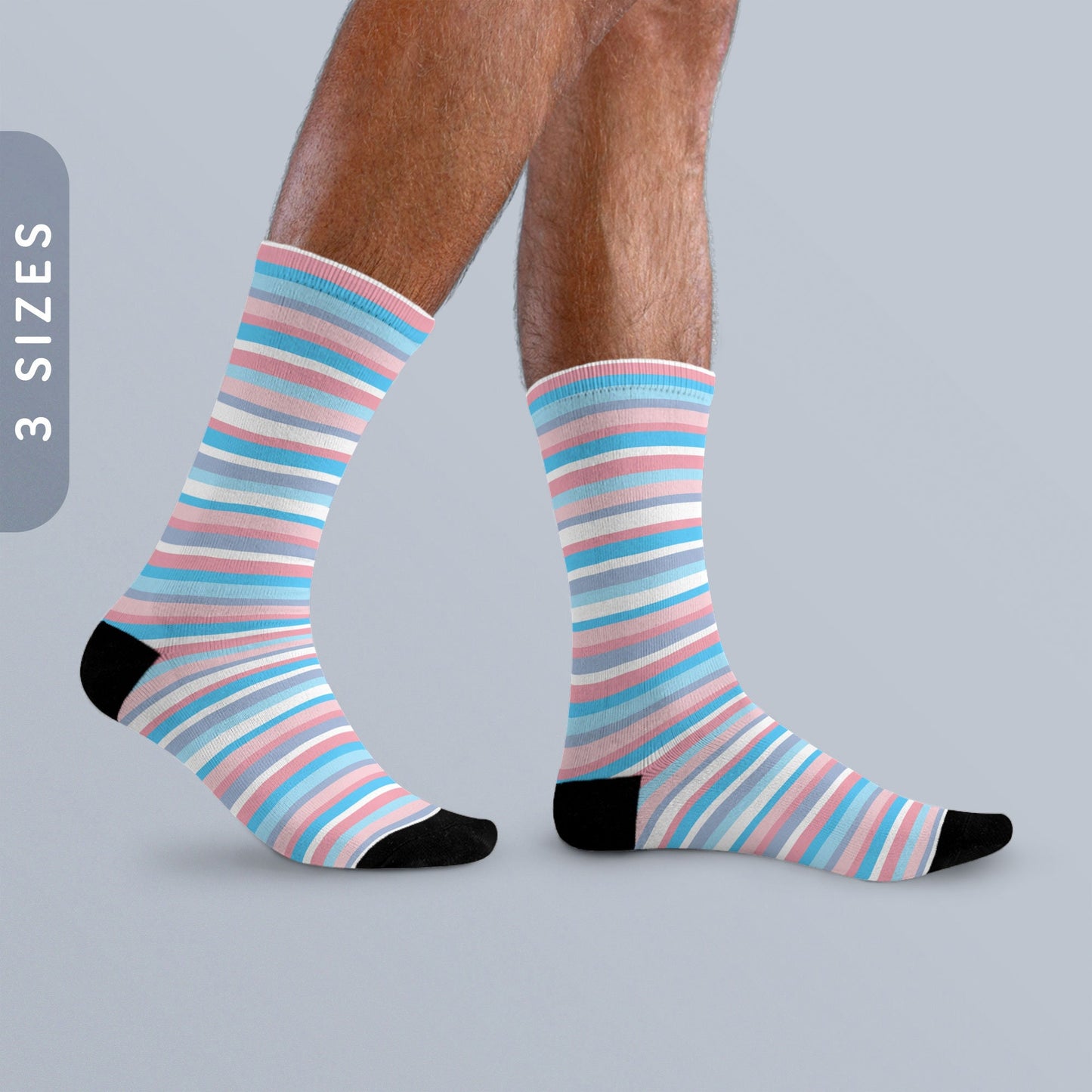 Trans Pride Socks Transgender Flag Stripes Sublimation Socks Transgender Socks LGBTQ Trans FTM MTF Gift Striped Crew Socks Graphic Tee – Aesthetic Look · Top Pick For Any Outfit