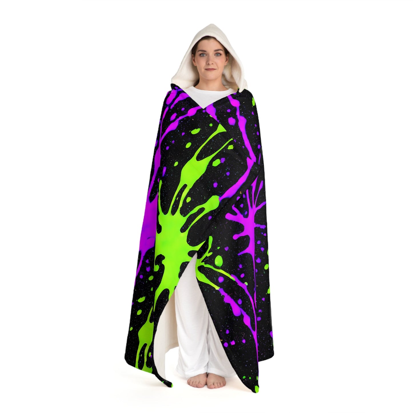 Ultra Cozy Hooded Sherpa Fleece Blanket Now with Vibrant Paint Splatter Graphic Tee – Feel-Good Design · Top Pick For Any Outfit