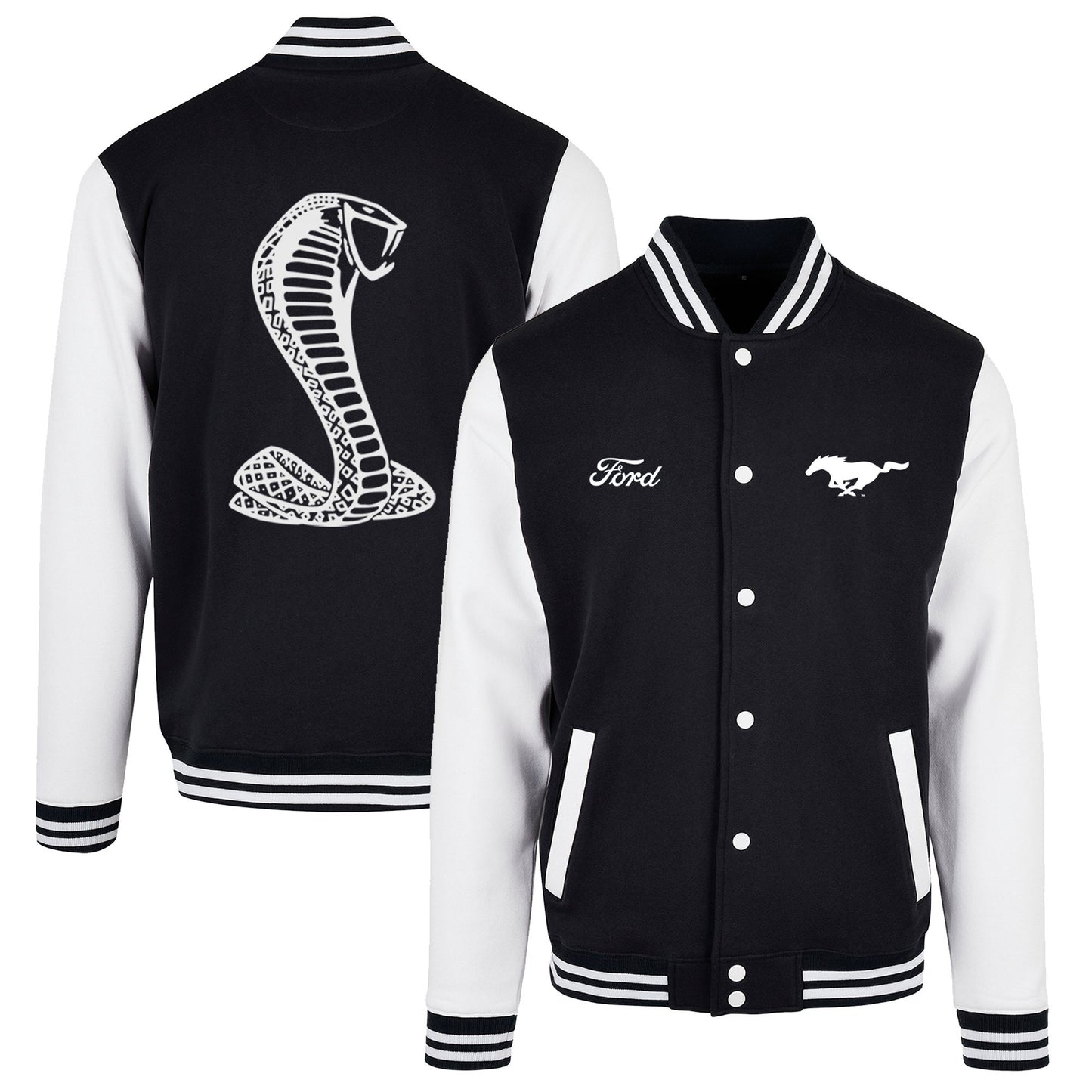 Ford Mustang Hertz 1966 White Cobra Varsity Baseball Jacket Graphic Tee – Cozy Vibes · Must-Have Style