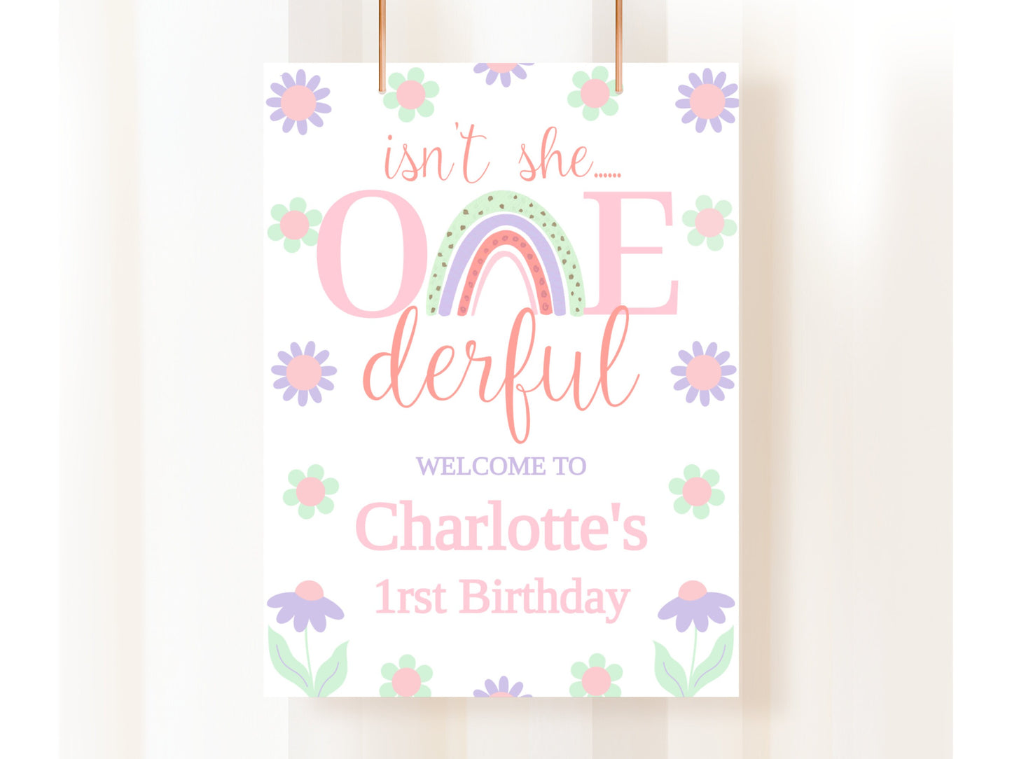 Isnt She Onederful Birthday Sign Editable Girl First Birthday First Birthday Sign Instant Download 1St Birthday Sign 1St Birthday Decor ONE1 Graphic Tee – Soft Feel · Perfect For Daily Wear