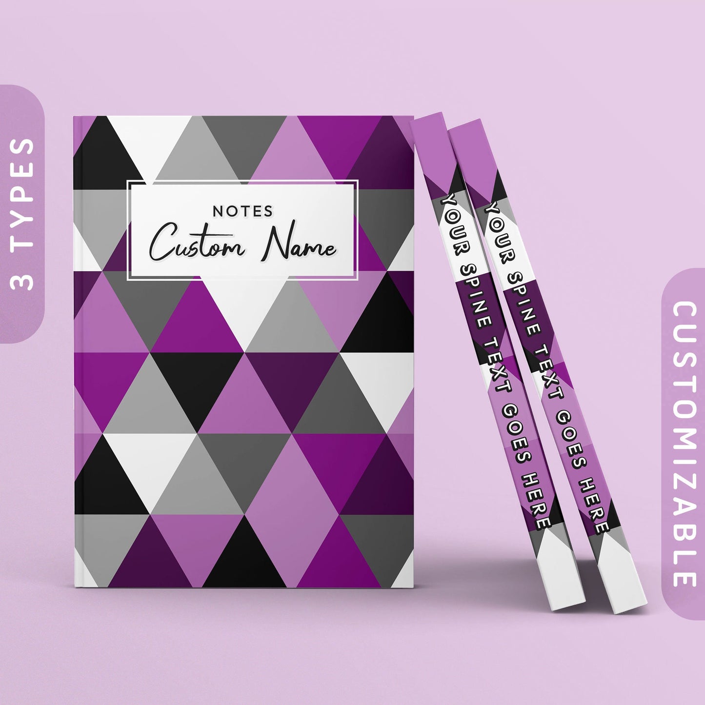 Personalized Subtle Asexual Triangles Journal Ace Pride Flag Color Sketchbook Customizable Hardcover Notebook Custom Name Text Graphic Tee – Cozy Vibes · Perfect For Daily Wear