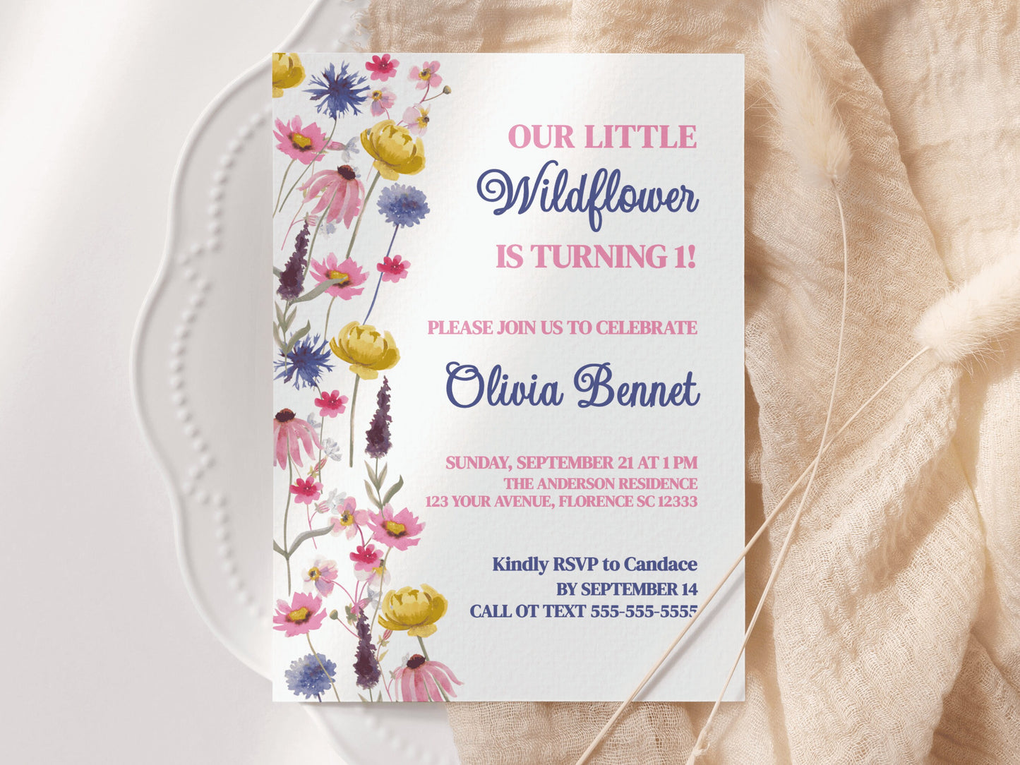 Our Little Wildflower Birthday Invite Wildflower First Birthday Invitation Template Our Little Wildflower is One Wildflower Party WILDFL2 Graphic Tee – Easygoing Wear · Must-Have Style