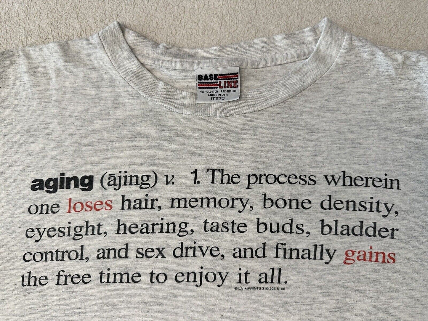 Vintage 1990s 90s Aging Age Old Older Hair Loss Humor Parody Satire T Shirt M L Graphic Tee – Soft Feel · Top Pick For Any Outfit
