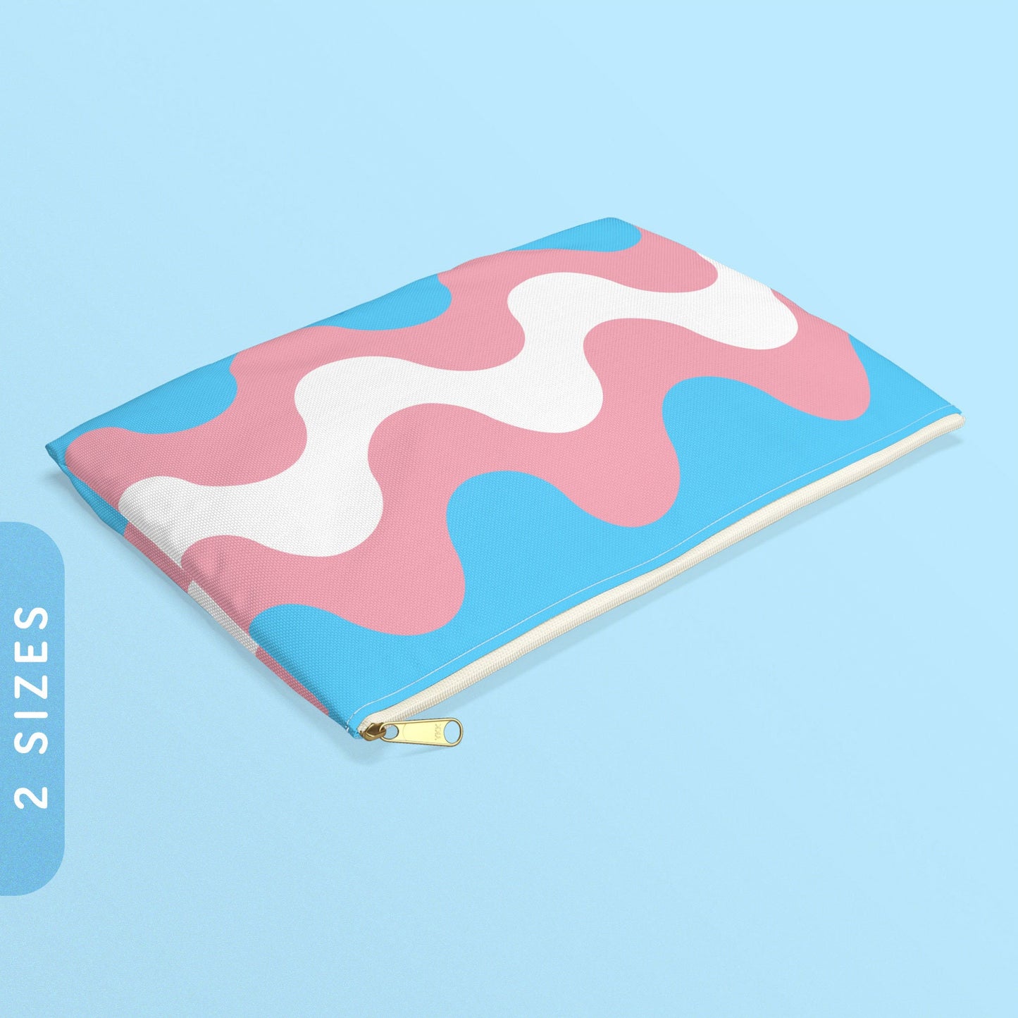 Subtle Trans Pride Waves Accessory Zip Pouch Trans Pride Coin Purse Transgender Flag Color Zippy Wallet LGBTQ Coin Purse With Zipper Graphic Tee – Warm & Stylish · Great Gift For Fans