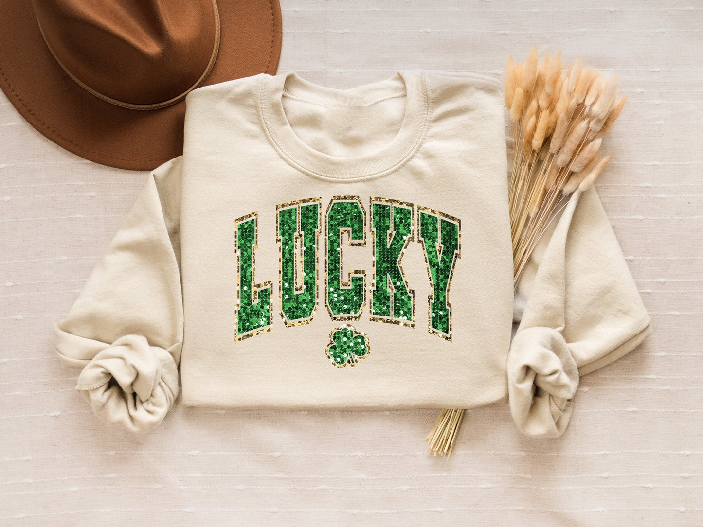 Glitter Lucky St Patricks Day Shirt Glitter Lucky SweatshirtShamrock SweatshirtSaint Patrick39s ShirtLucky ShirtThree Leaf Clover Shirt Sweatshirt – Fan Favorite · Perfect For Daily Wear