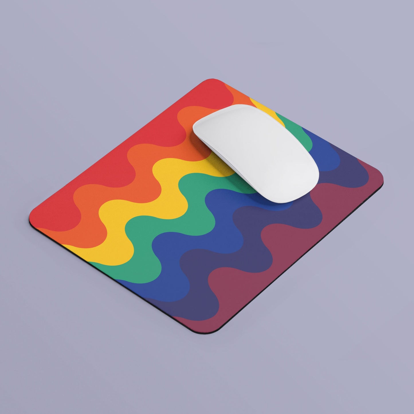 Subtle Rainbow Pride Waves Mouse Pad Rectangle Mouse Pad LGBTQ Pride Flag Mouse Pad Gay Lesbian Bi Pride Mousepad Home Office Gift Graphic Tee – Soft Feel · Perfect For Daily Wear