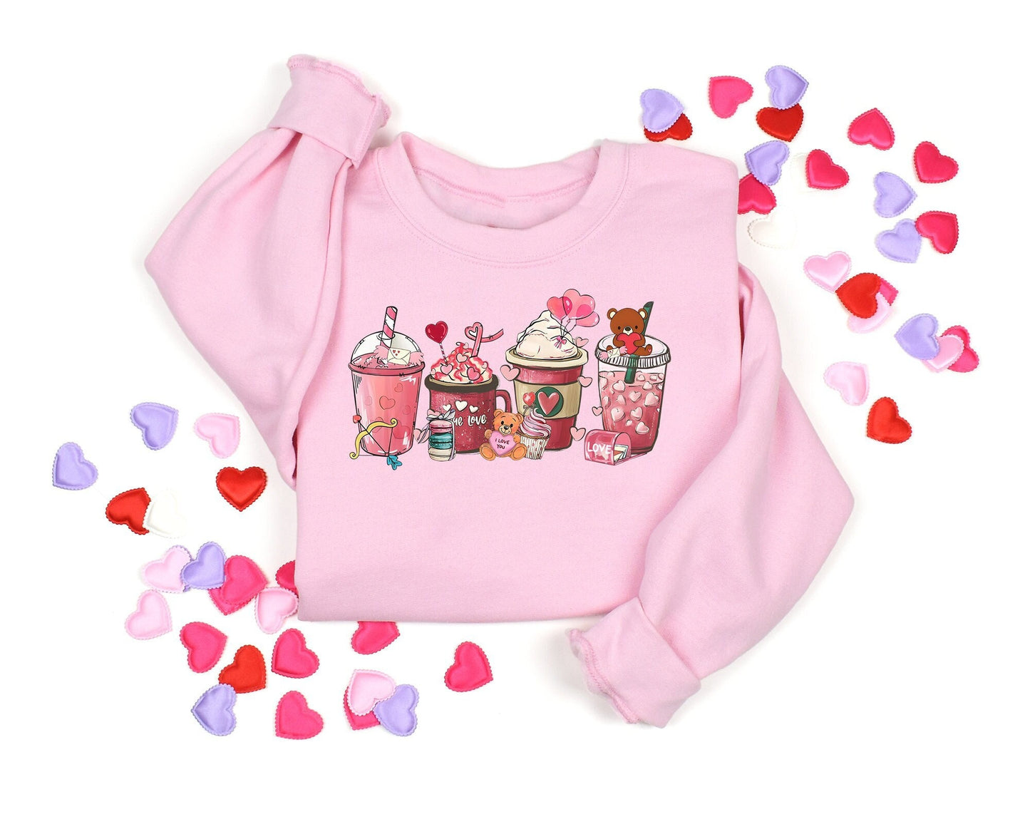 Womens Valentines Day Coffee Sweatshirt Valentine Coffee Sweatshirt Women Valentines Day Sweatshirt Heart Sweatshirt XOXO Sweatshirt Sweatshirt – Cozy Vibes · Trending Graphic Apparel