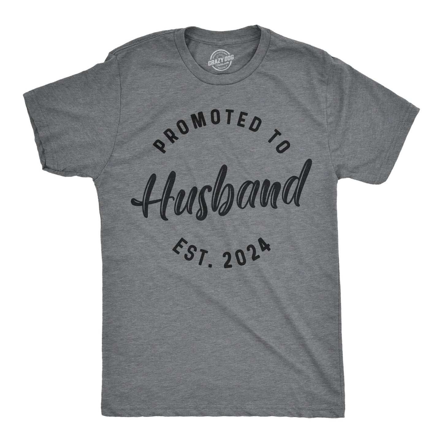 Just Married Shirt Men Promoted to Husband EST 2024 New Husband Honeymoon Shirt For Hubby Joke Quote Marriage Shirt Guys New Husband Graphic Tee – Fan Favorite · Top Pick For Any Outfit