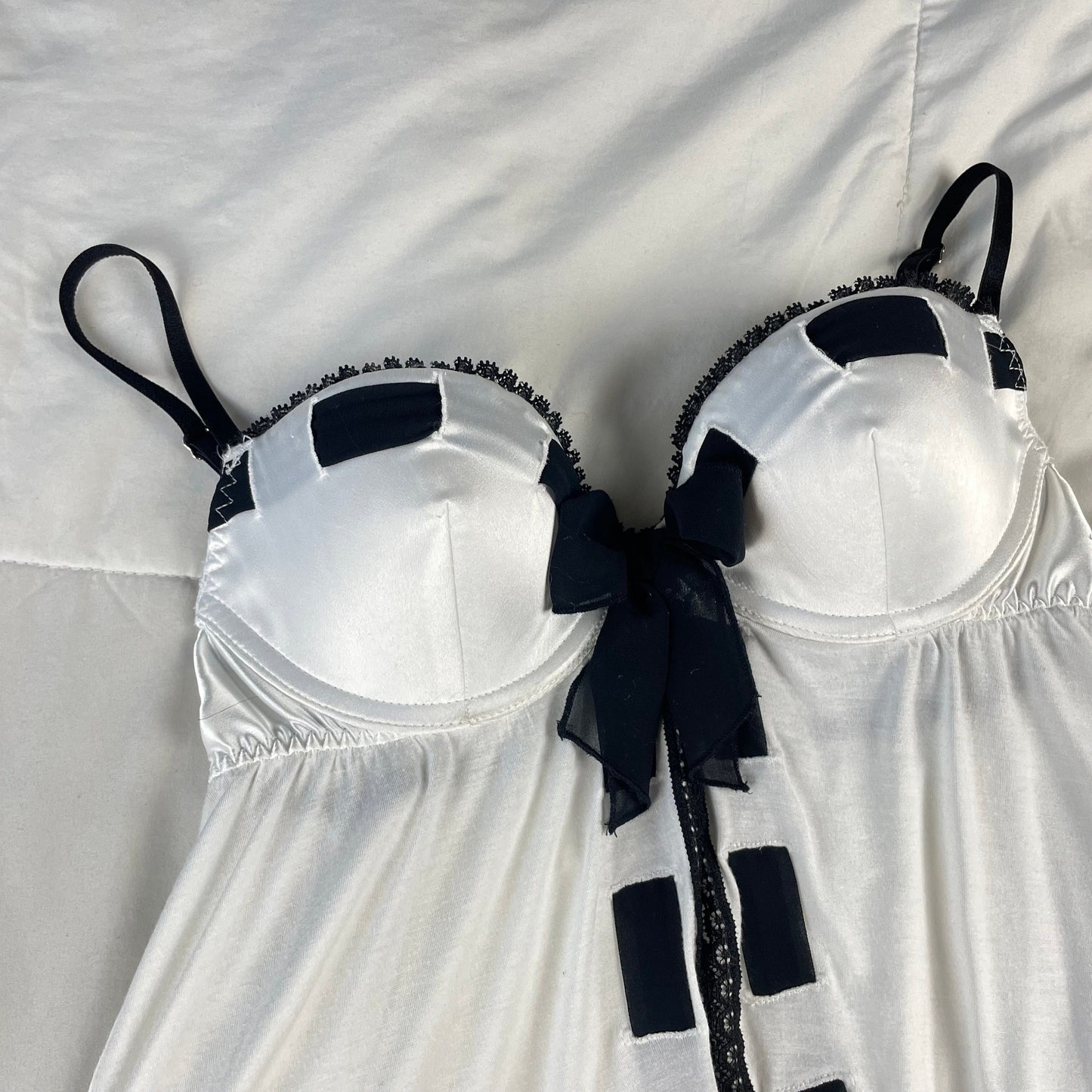 Victoria39s Secret White Black Babydoll Lingerie Bow Detail Coquette Graphic Tee – Fan Favorite · Trending Graphic Apparel