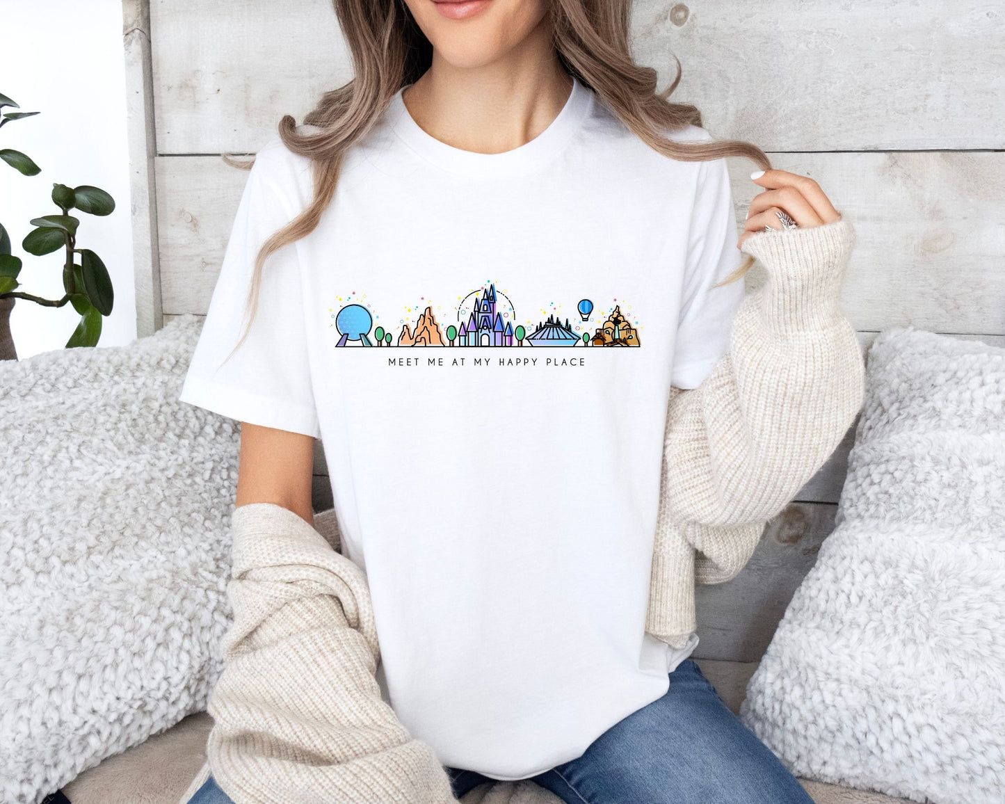 Meet Me At My Happy Place Shirt Disney Family Disney Vacation Shirt Matching T Shirt Disneyland Shirt Disney Vacay Shirt Disney Shirt Graphic Tee – Aesthetic Look · Perfect For Daily Wear