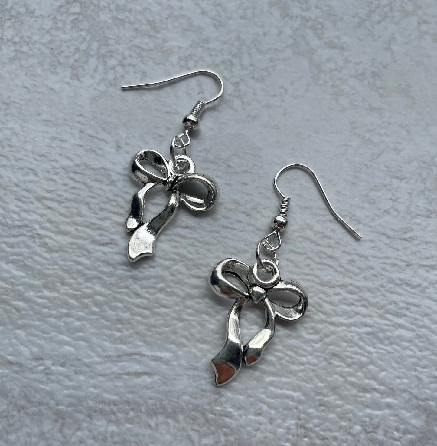 Bow Dangle Earrings Silver Plated Charm Coquette Graphic Tee – Everyday Comfort · Must-Have Style