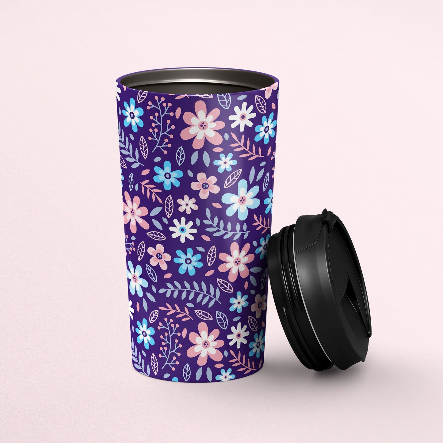 Subtle Transgender Pride Flowers Travel Mug Stainless Steel Transgender Tumbler Trans Pride Flag To Go Cup Insulated LGBTQ Thermos Graphic Tee – Easygoing Wear · High-Quality Print