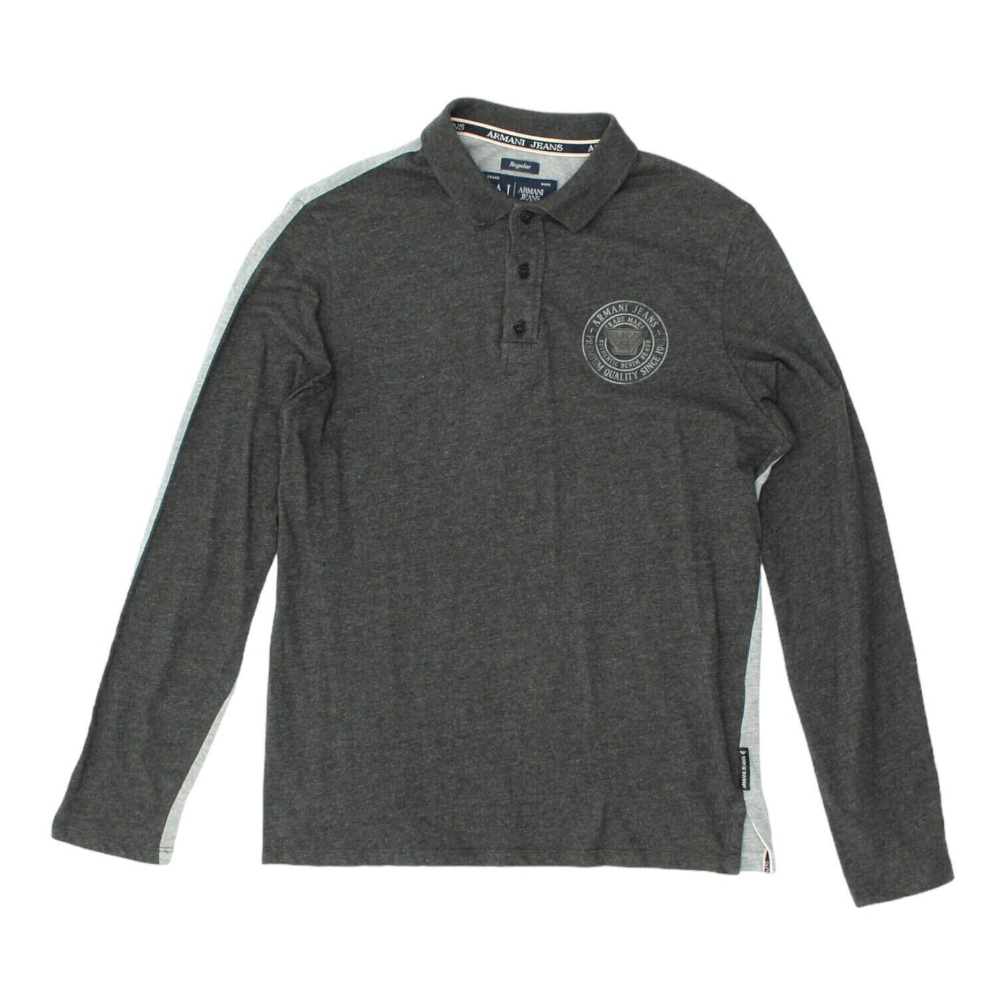 AJ Armani Jeans Mens 2 Tone Grey Long Sleeve Polo Shirt Vintage Designer VTG Graphic Tee – Premium Graphic · Perfect For Daily Wear