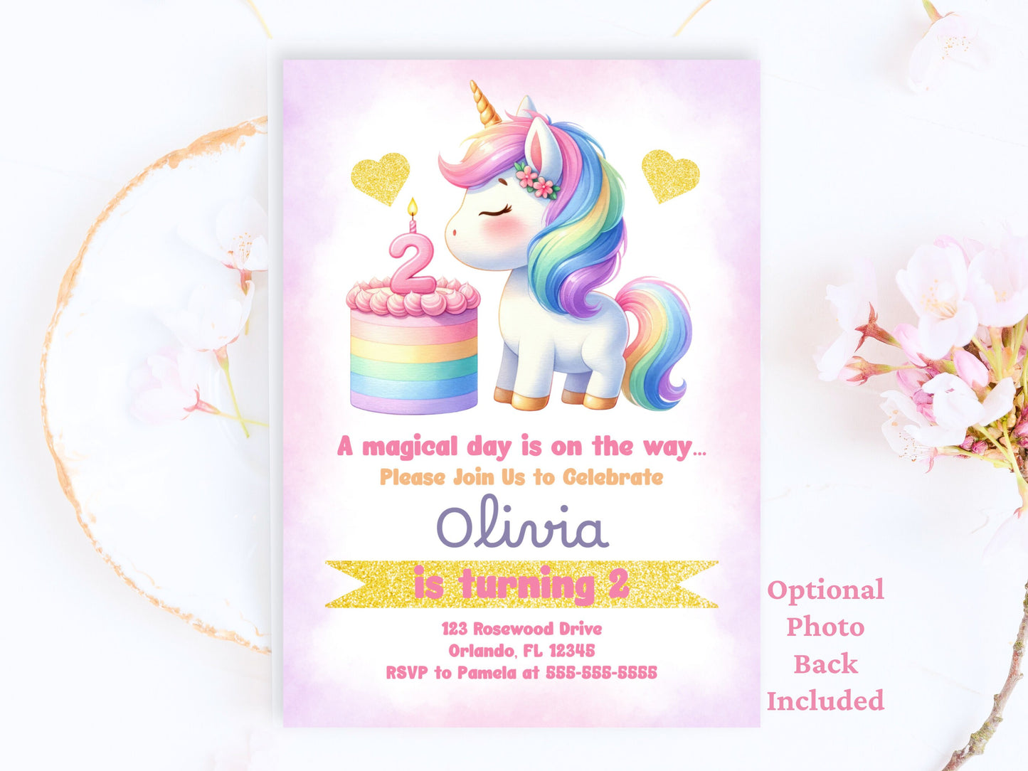 Cute Unicorn Birthday Invitation 2nd Birthday Editable Invitation Unicorn Party Invite Second Birthday Printable Invitation Template UNI2 Graphic Tee – Bold Style · Trending Graphic Apparel
