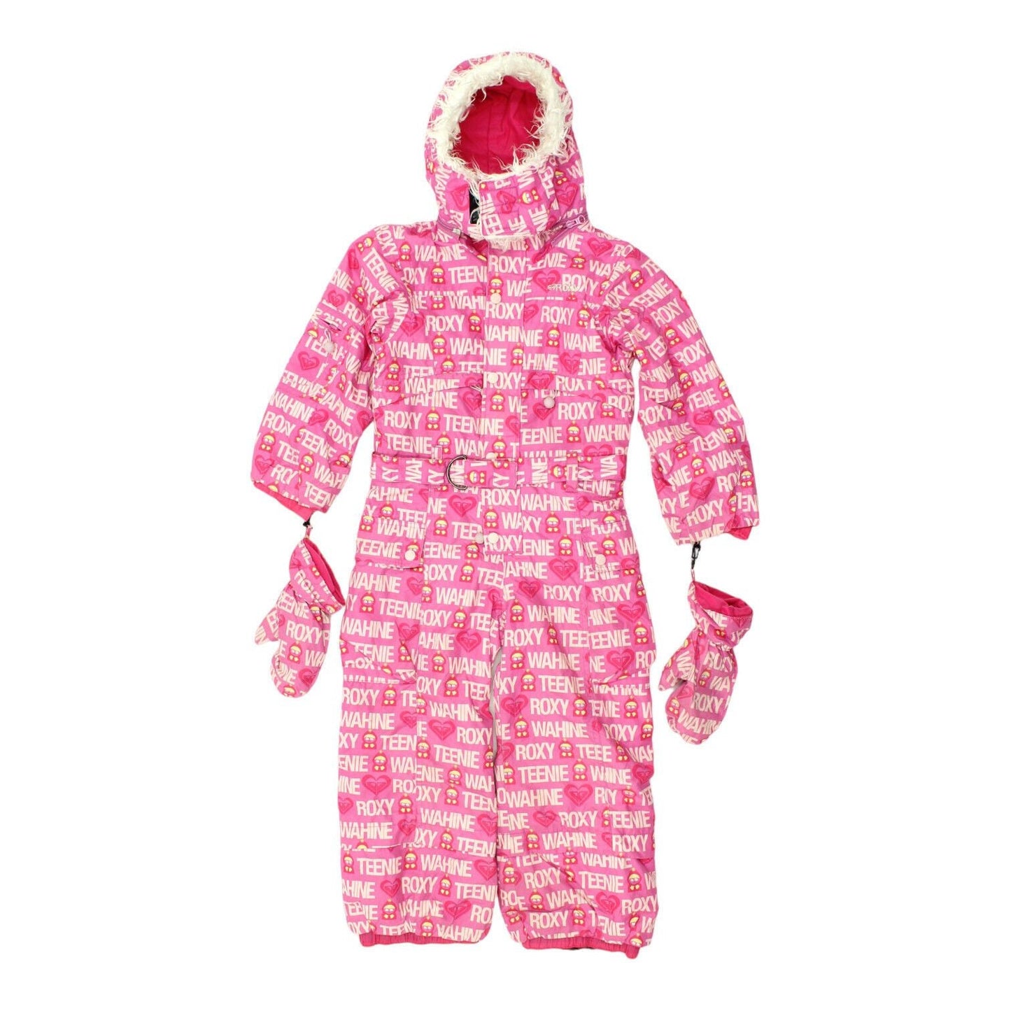 Roxy Girls Pink Hooded Ski Suit Gloves Winter Sportswear Kids Snowsuit VTG Graphic Tee – Warm & Stylish · Must-Have Style