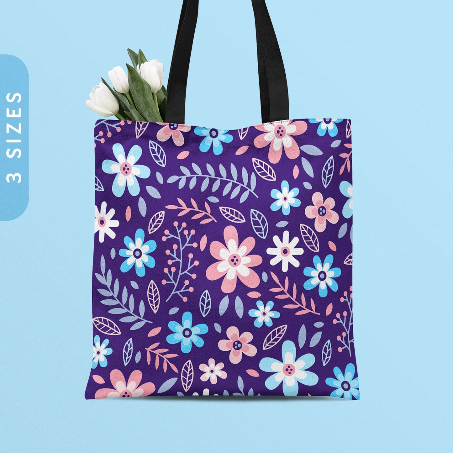 Subtle Transgender Pride Flowers Tote Bag All Over Print Reusable Bag LGBTQ Pride Shoulder Bag Trans Pride Flag Shopping Bag Tote Bag – Bold Style · High-Quality Print