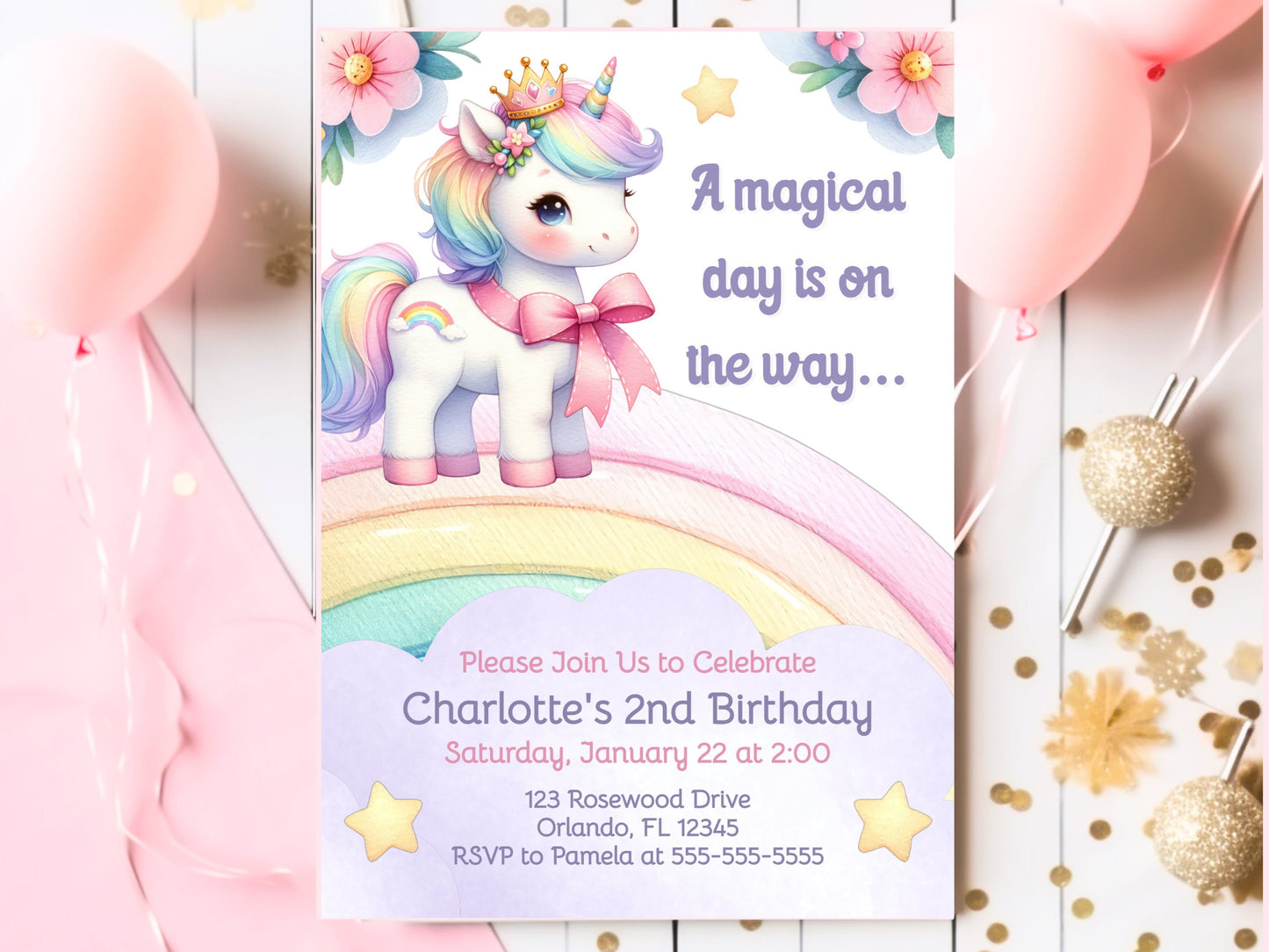 2nd Birthday Invitation Unicorn Editable Invitation Unicorn Party Invite Pastel Unicorn Invitation Template Girl Birthday Invite Second UNI1 Graphic Tee – Everyday Comfort · Top Pick For Any Outfit