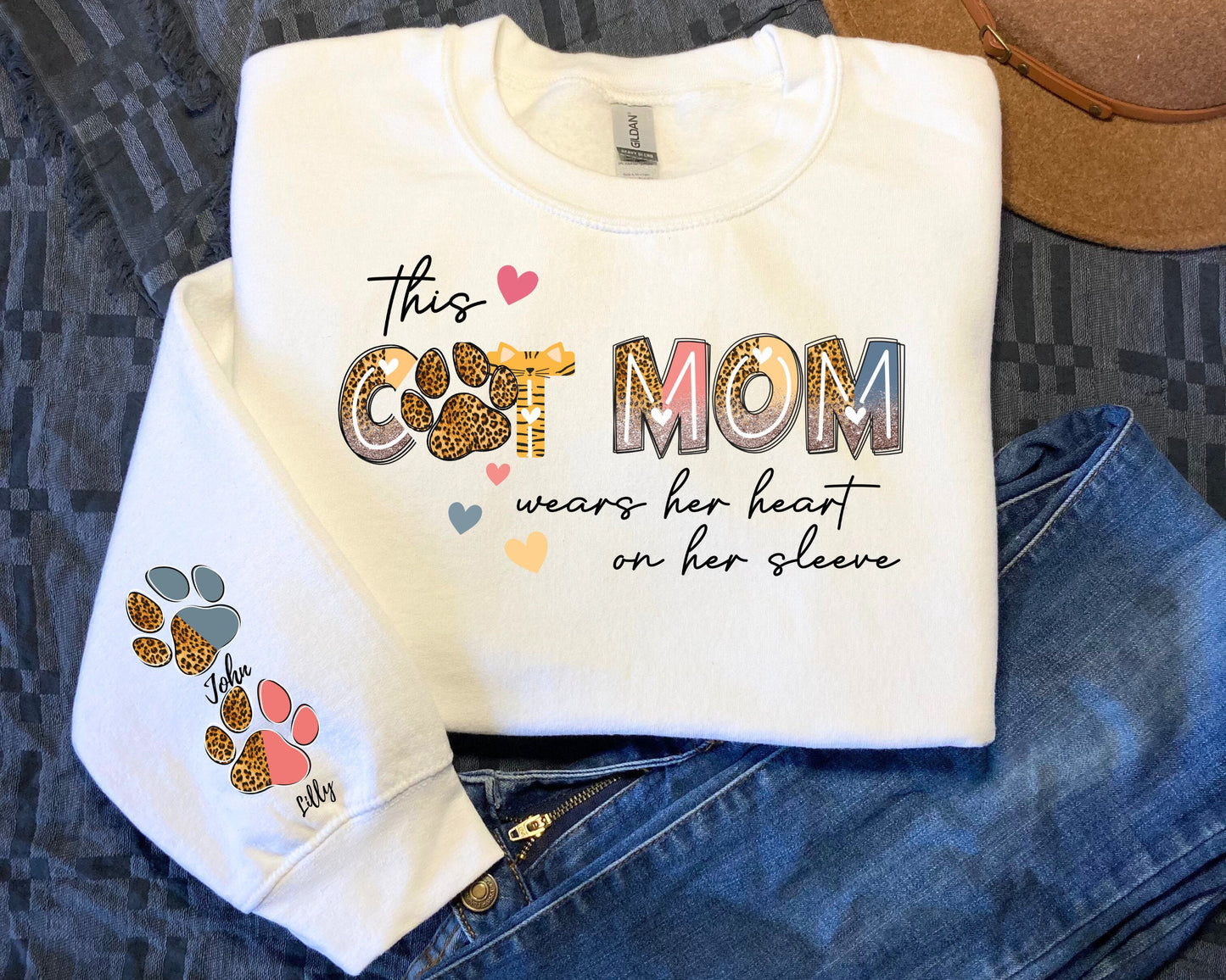 Custom Cat Mom Sweatshirt Cat Lover Gift Personalized Cat Sweatshirt Custom Gift Cat Mom Gift Personalized Gifts Cat Mom Hoodie Hoodie – Soft Feel · Perfect For Daily Wear