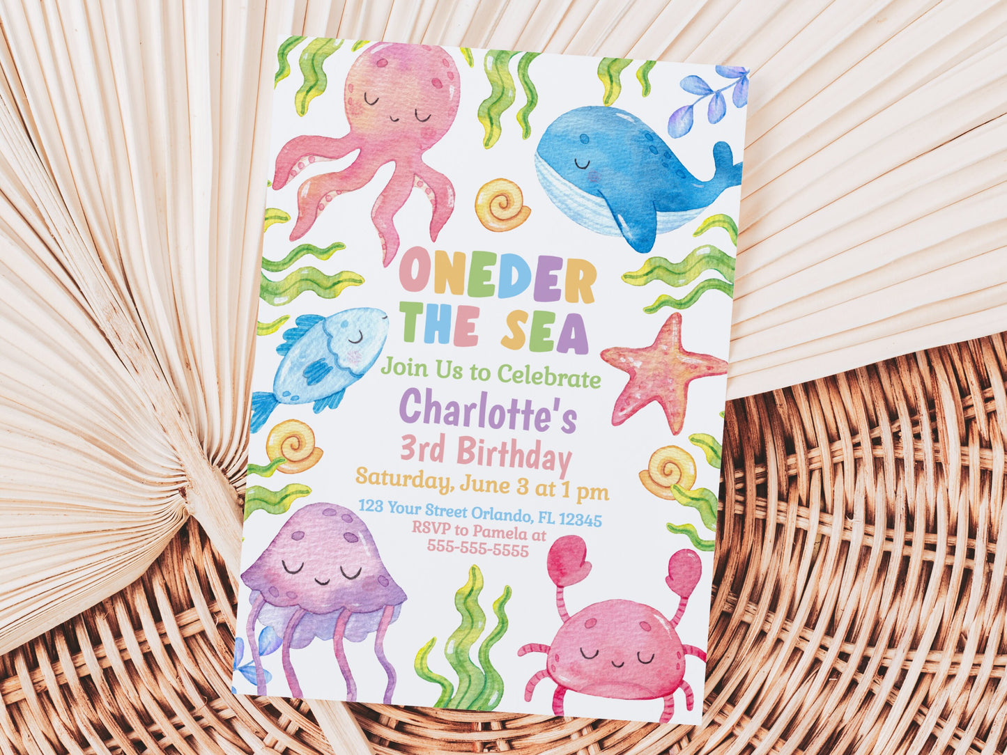 Under the Sea Theme 1st Birthday Invitation Under The Sea Party Oneder The Sea Invite Instant Download Girl First Birthday Girls Party UND1 Graphic Tee – Feel-Good Design · Great Gift For Fans