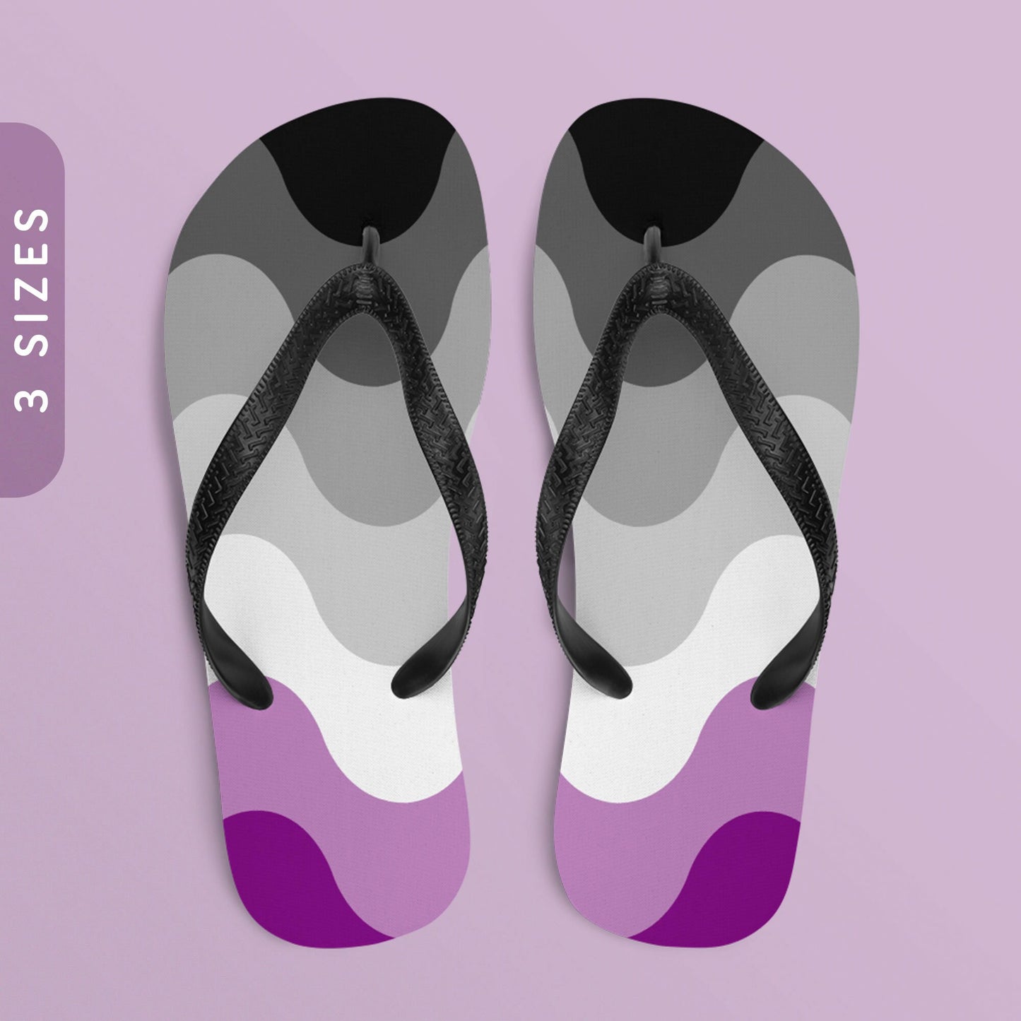 Subtle Asexual Pride Waves Flip Flops All Over Print Beach Sandals Asexual Pride Flag Color Flip Flops Ace Pride Flip Flops Graphic Tee – Easygoing Wear · Perfect For Daily Wear