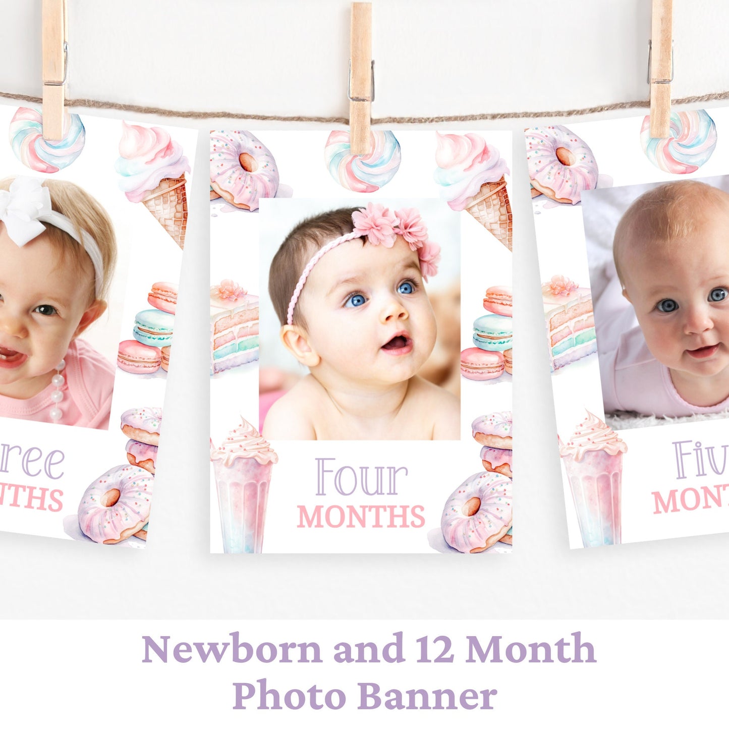 Sweet One Photo Banner First Birthday Monthly Photo Banner Sweet One Birthday 1St Birthday Girl First Year Photos 12 Months Banner SWE1 Graphic Tee – Premium Graphic · Must-Have Style