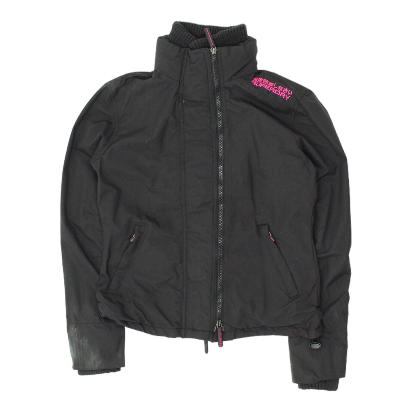 Superdry Windcheater Womens Black Nylon Jacket Vintage Designer Windbreaker Graphic Tee – Warm & Stylish · Perfect For Daily Wear