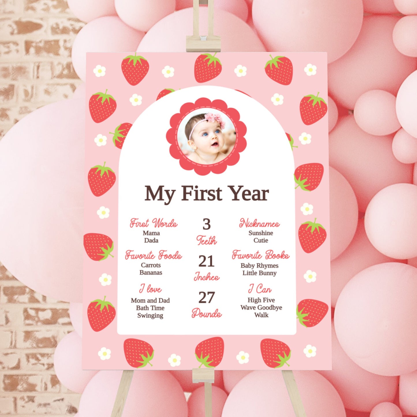 My Berry First Birthday Milestone Board Strawberry Milestone Poster My First Year Board Girl 1St Birthday Poster First Birthday Sign STRAW2 Graphic Tee – Aesthetic Look · Top Pick For Any Outfit