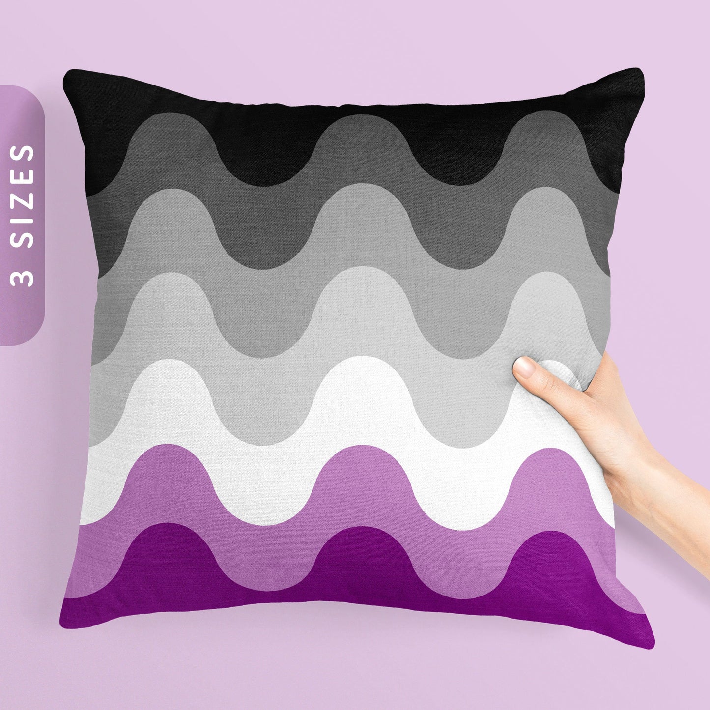 Subtle Asexual Pride Waves Pillow Case Insert All Over Throw Pillow Pride Cushion Cover LGBTQ Ace Pride Flag Color Pillow Cover Graphic Tee – Aesthetic Look · Perfect For Daily Wear
