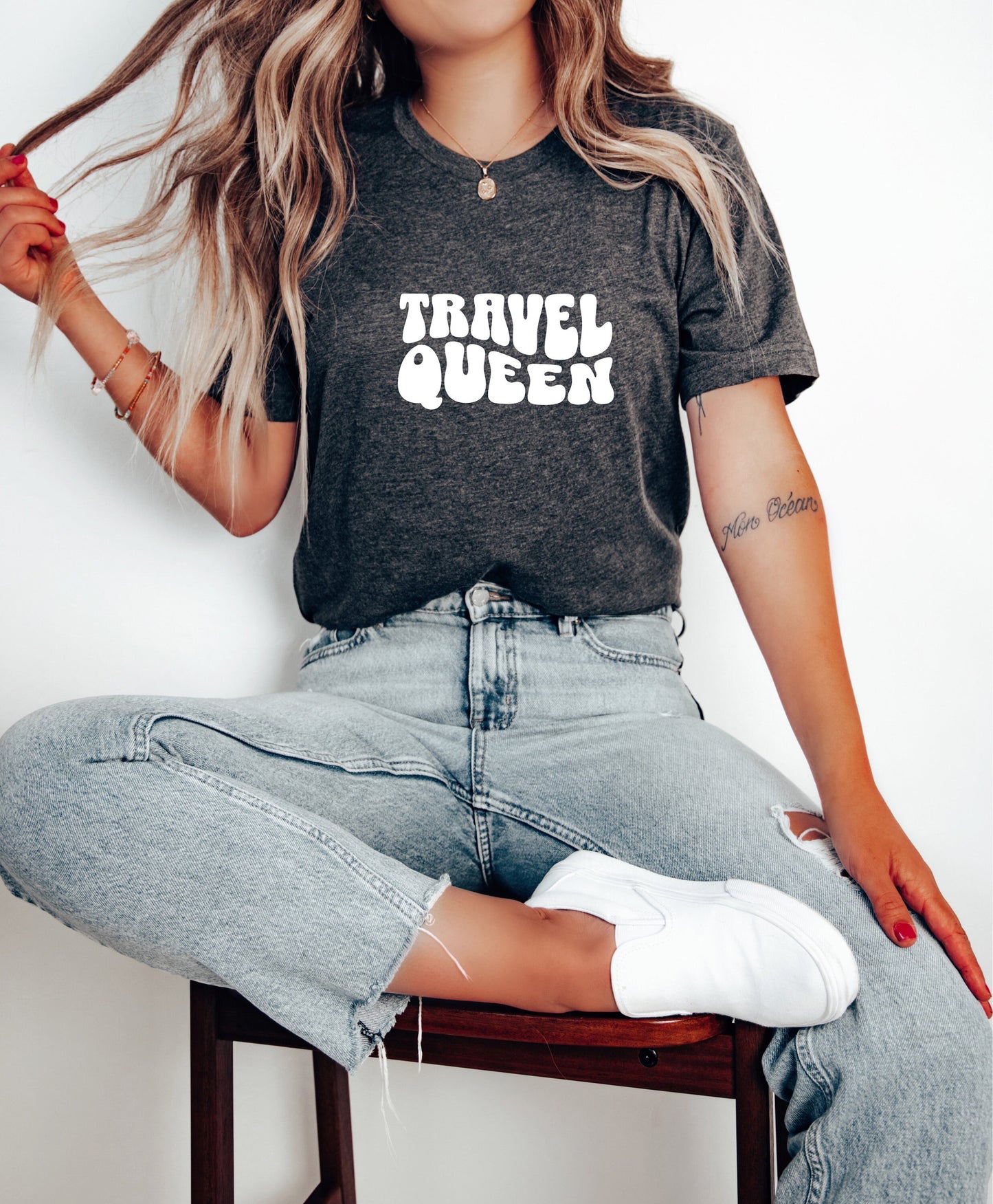 Travel Queen Shirt Travel Style Women39s Top Gift For Travel Queen Travel Themed Apparel Inspirational Travel Shirt World Explorer Shirt Graphic Tee – Aesthetic Look · High-Quality Print