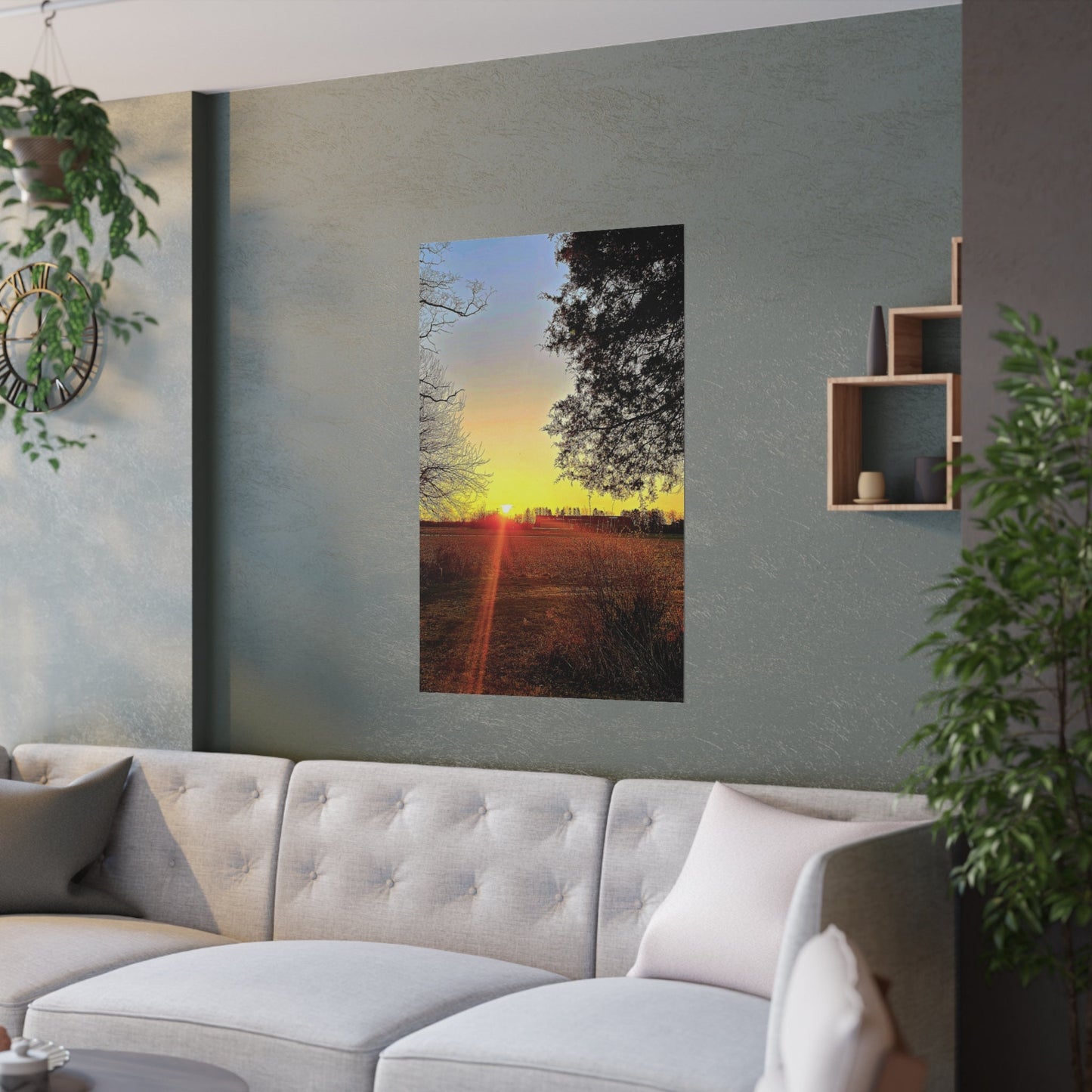 Sunrise Satin Poster Wall Art Rustic Farm Home Cabin Decor Real Photo Rural Sunrise Wall Art Poster Gift Graphic Tee – Premium Graphic · Trending Graphic Apparel