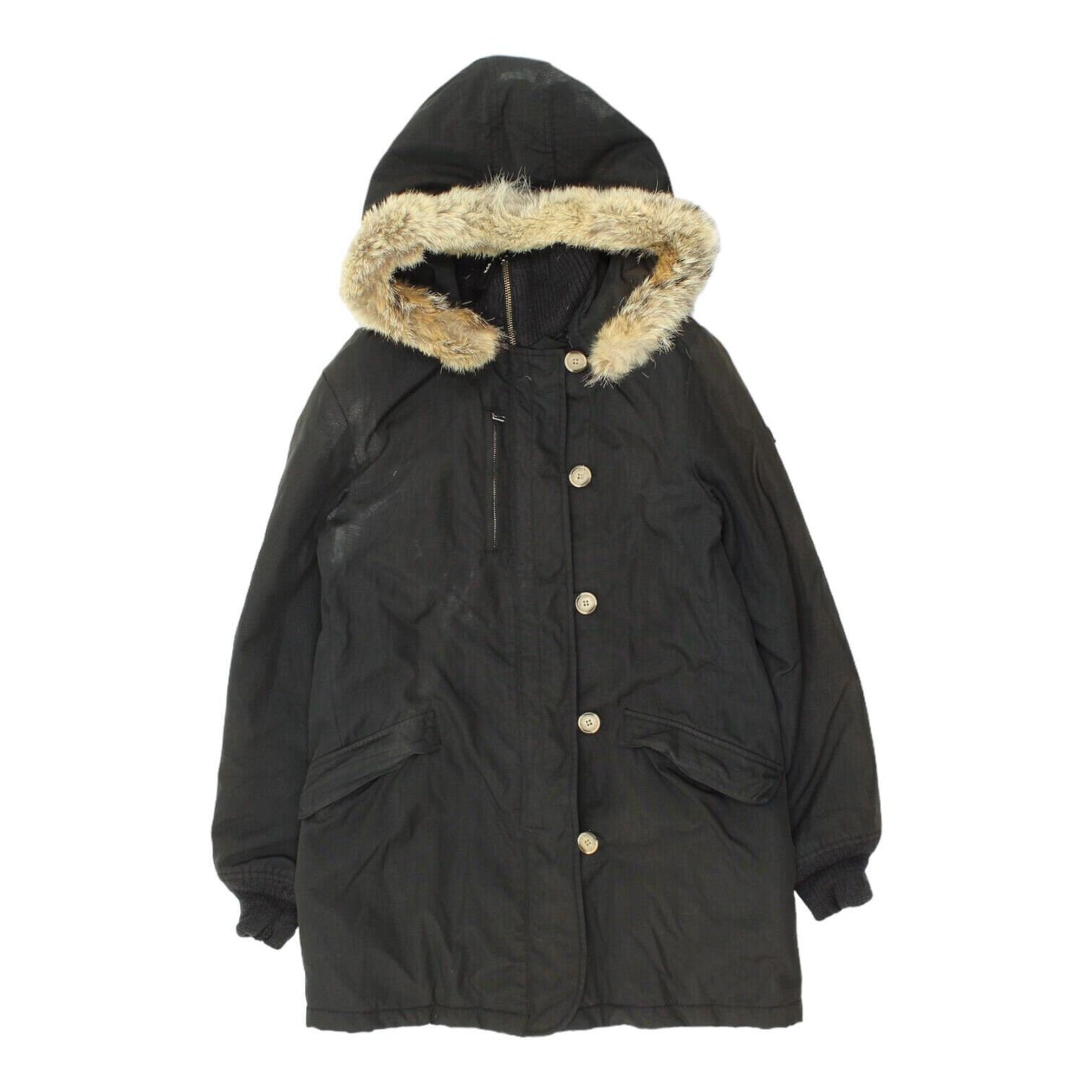 Woolrich Womens Black Fur Trim Hooded Quilted Parka Coat Vintage Designer Graphic Tee – Soft Feel · Top Pick For Any Outfit