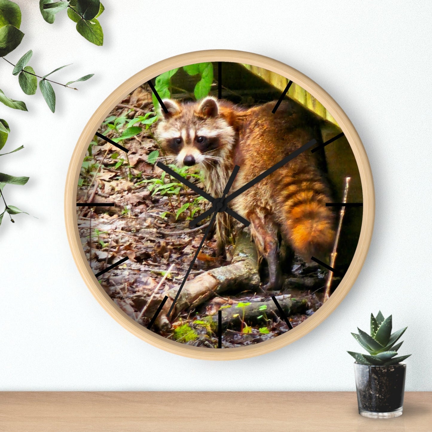 Raccoon Wall Clock Wall Art Rustic Home Animal Decor Hanging Clock For Home Cabin RV Life Furnishings Gift For Racoon Lover Graphic Tee – Easygoing Wear · Great Gift For Fans