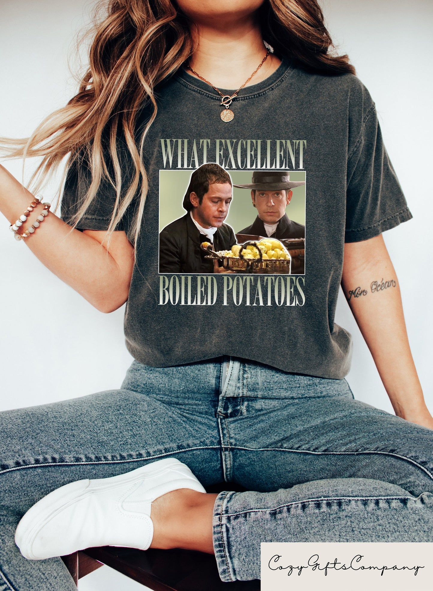 Boiled Potatoes Funny Meme T Shirt Pride and Prejudice Tee Fitzwilliam Darcy Shirt Bennett Dole Shirt Movie Graphic Tee Graphic Tee – Aesthetic Look · High-Quality Print